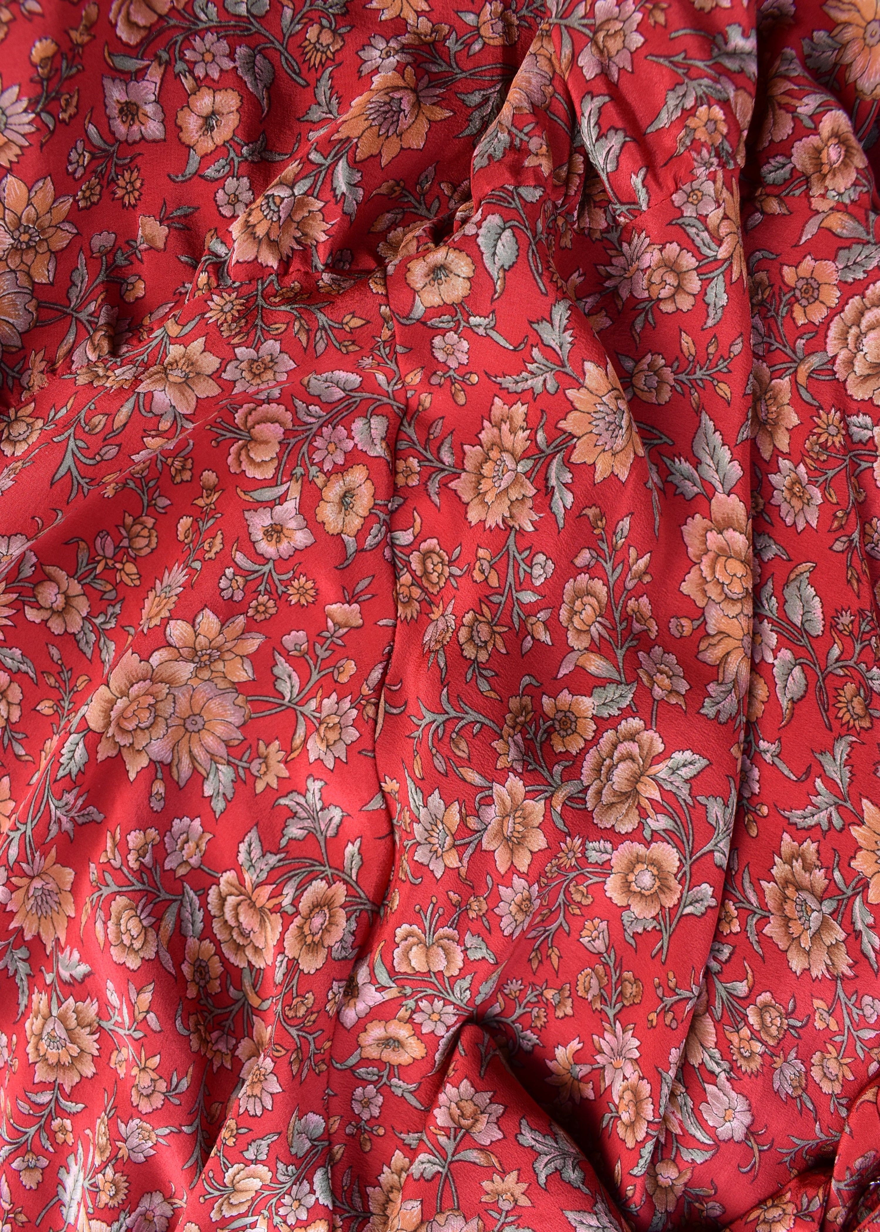 Eustoma Silk Crepe Swing Maxi Dress ~ Alert XL