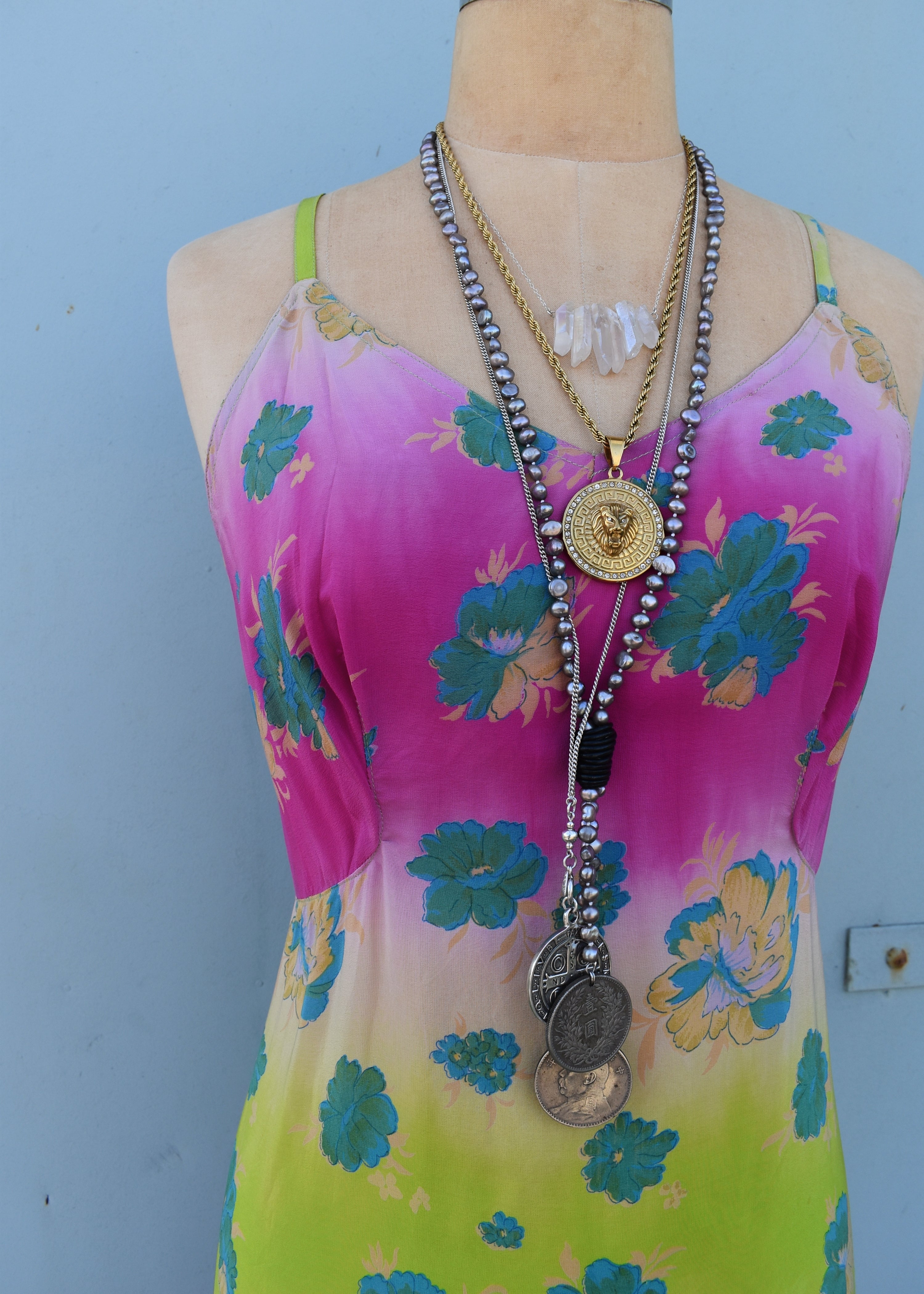 Rumex Silk Slip Dress ~ Sorbet M