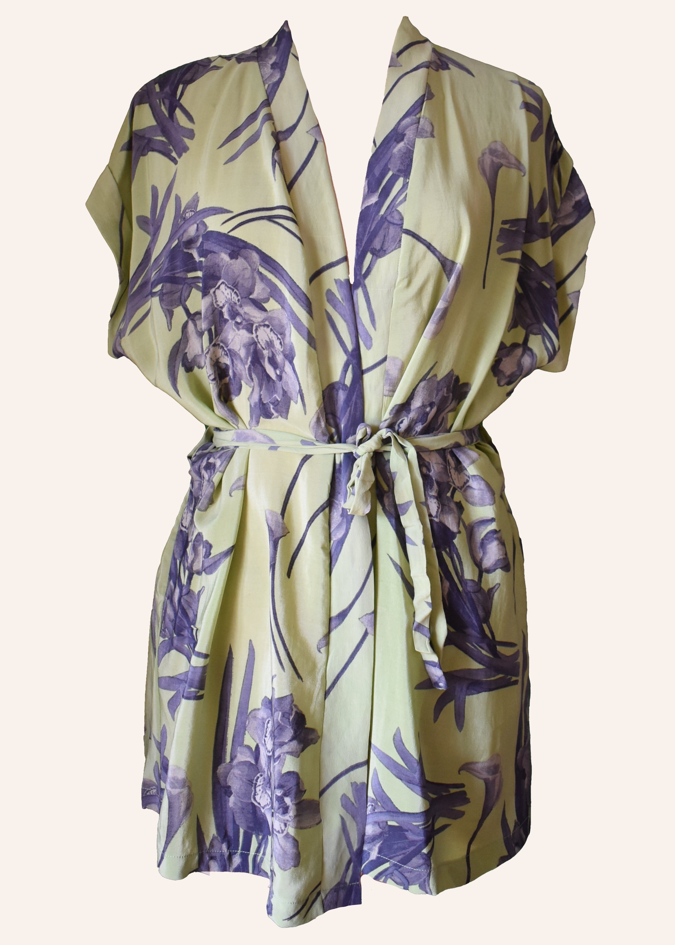 Pilea Silk Crepe Wrap Kimono Top ~ Pina Colada S/M