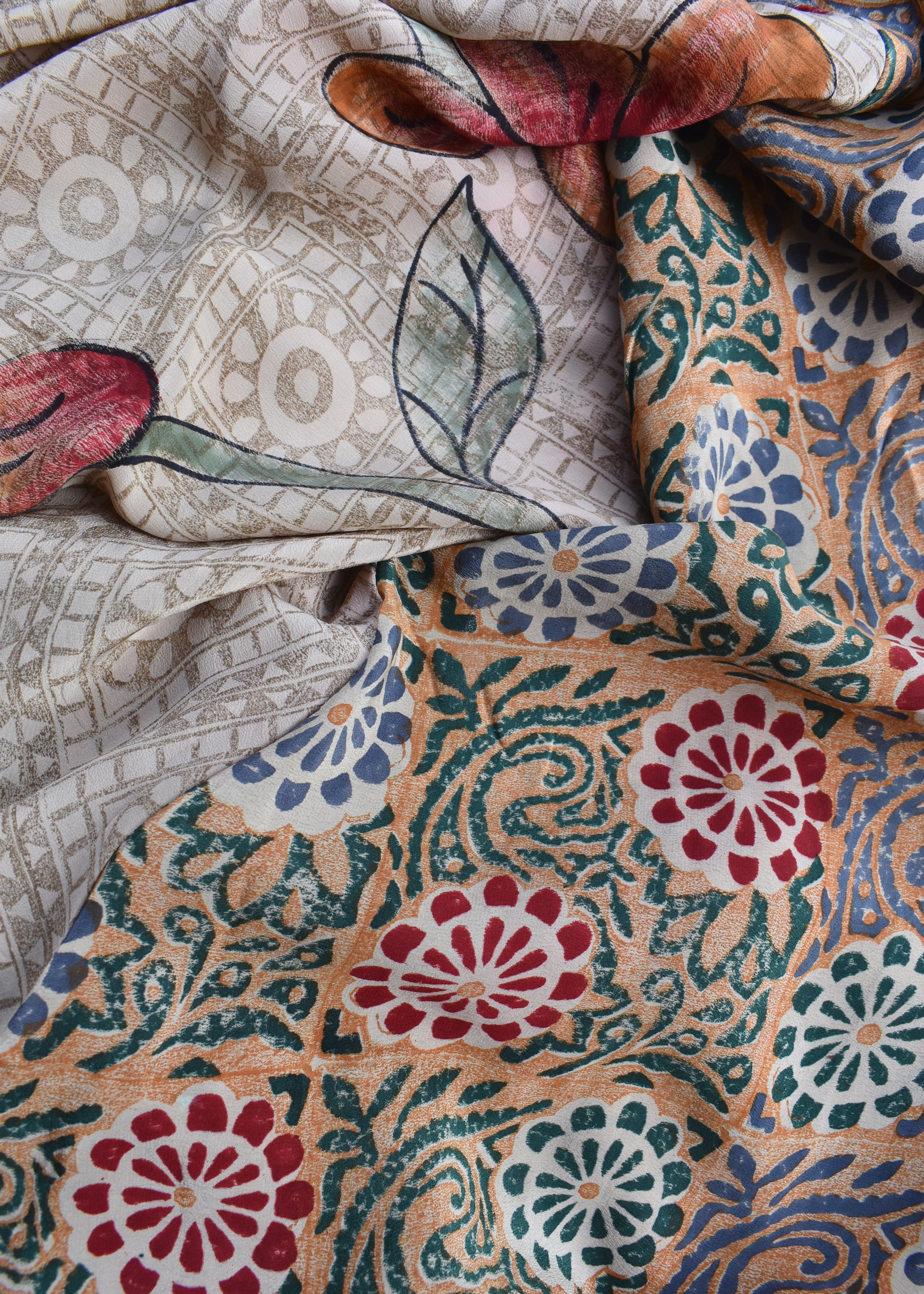 Eustoma Silk Crepe Swing Maxi Dress ~ Robe XL