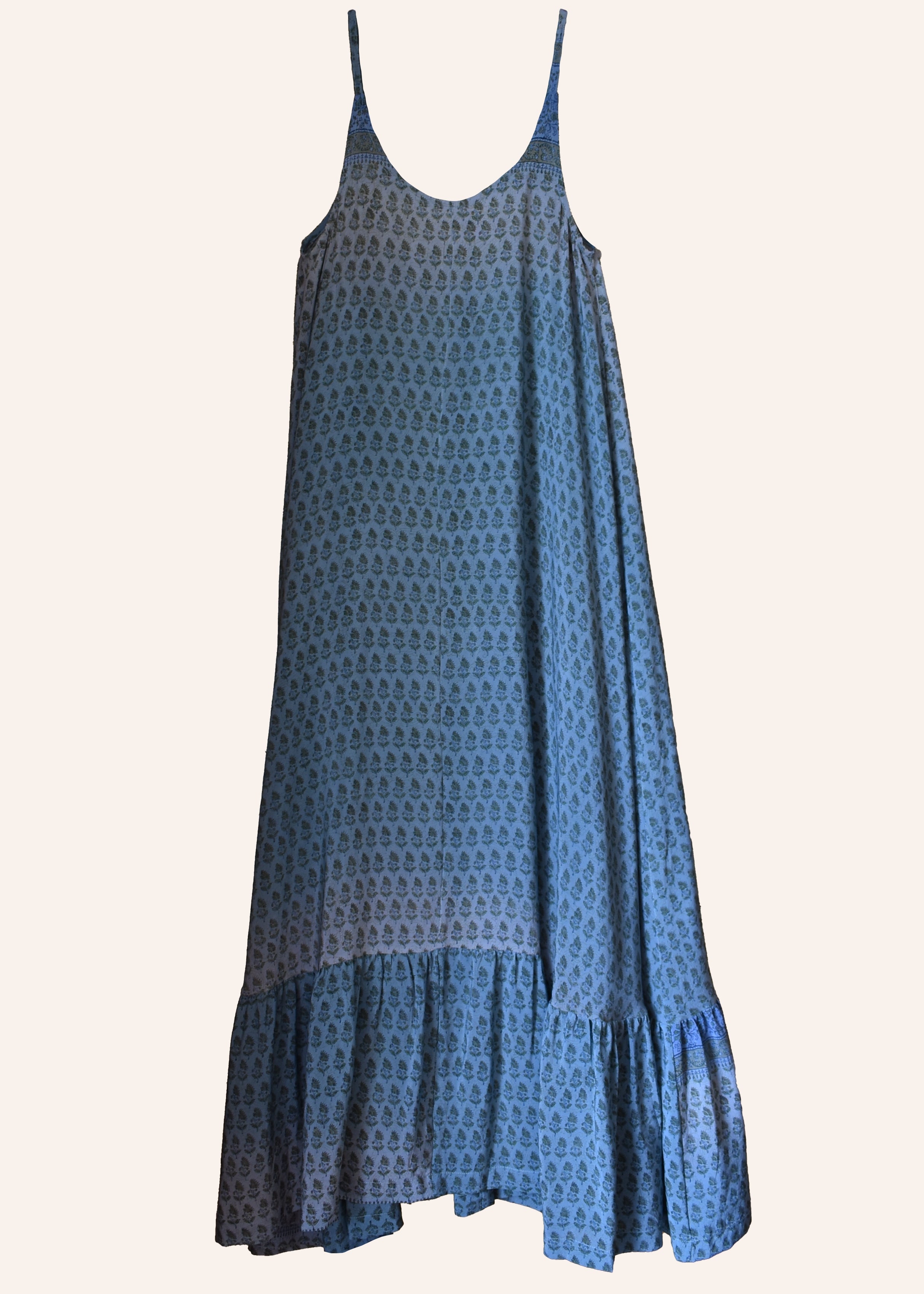 Eustoma Silk Crepe Swing Maxi Dress ~ Delft XS