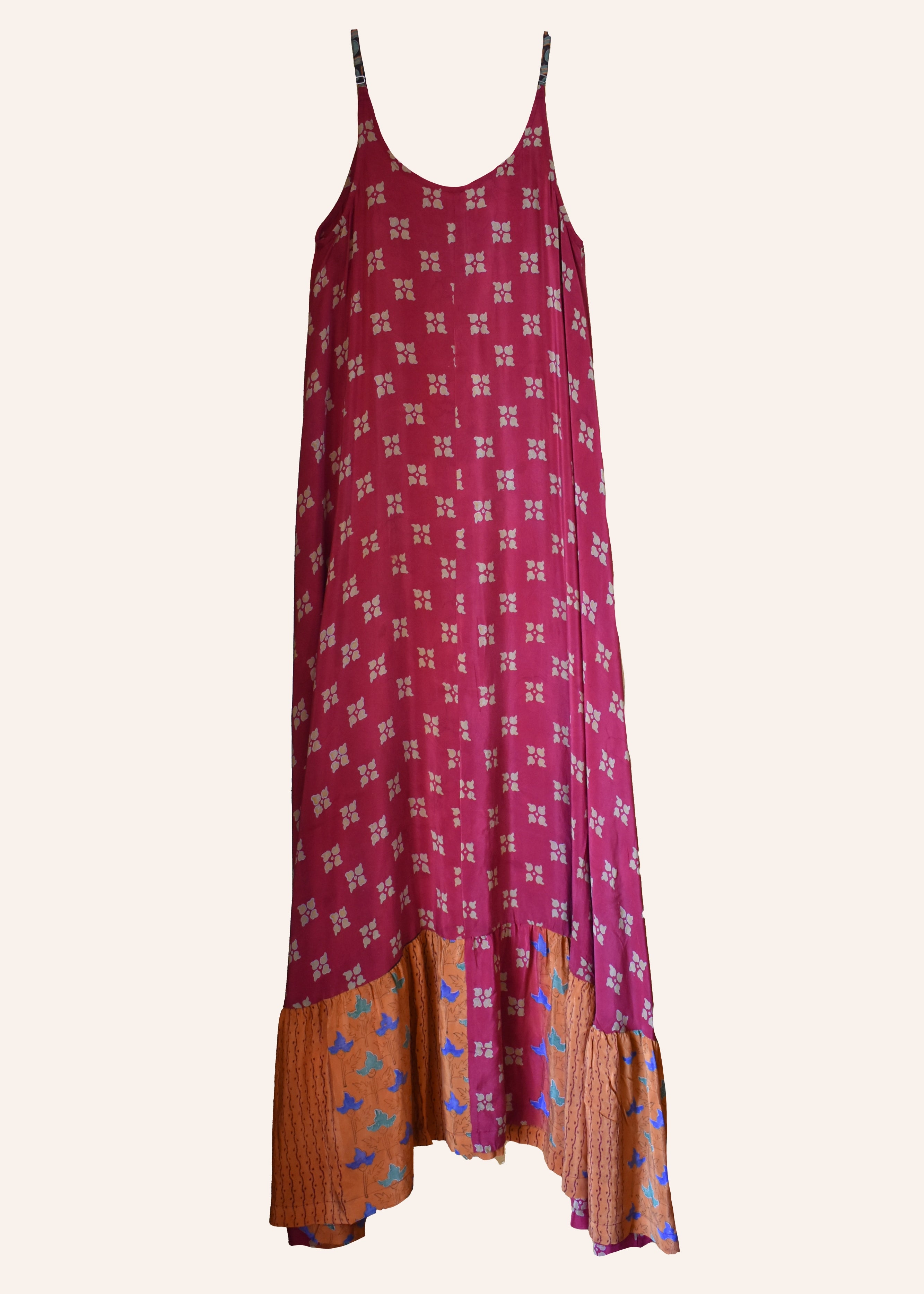 Eustoma Silk Crepe Swing Maxi Dress ~ Persimmon S