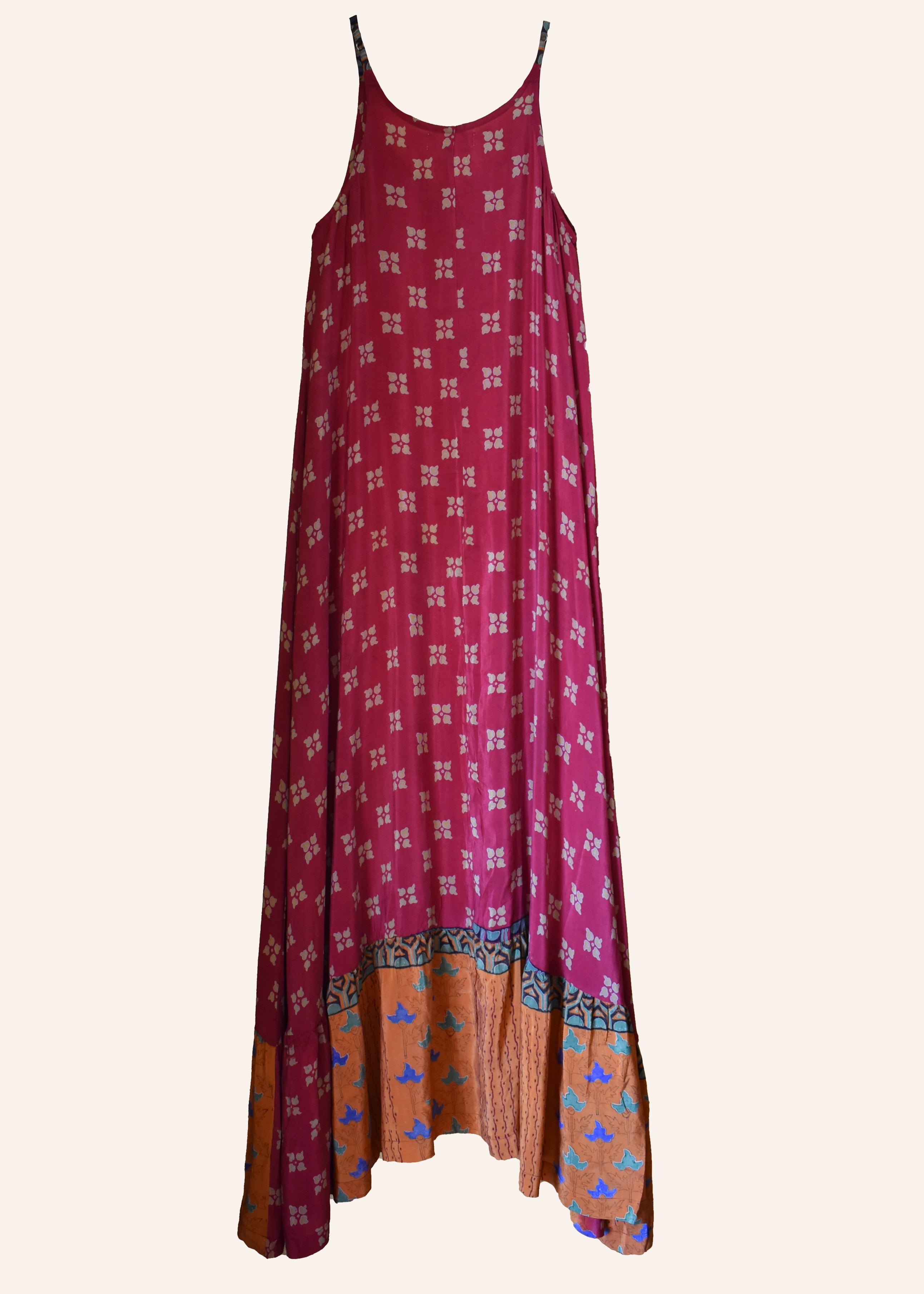 Eustoma Silk Crepe Swing Maxi Dress ~ Persimmon S