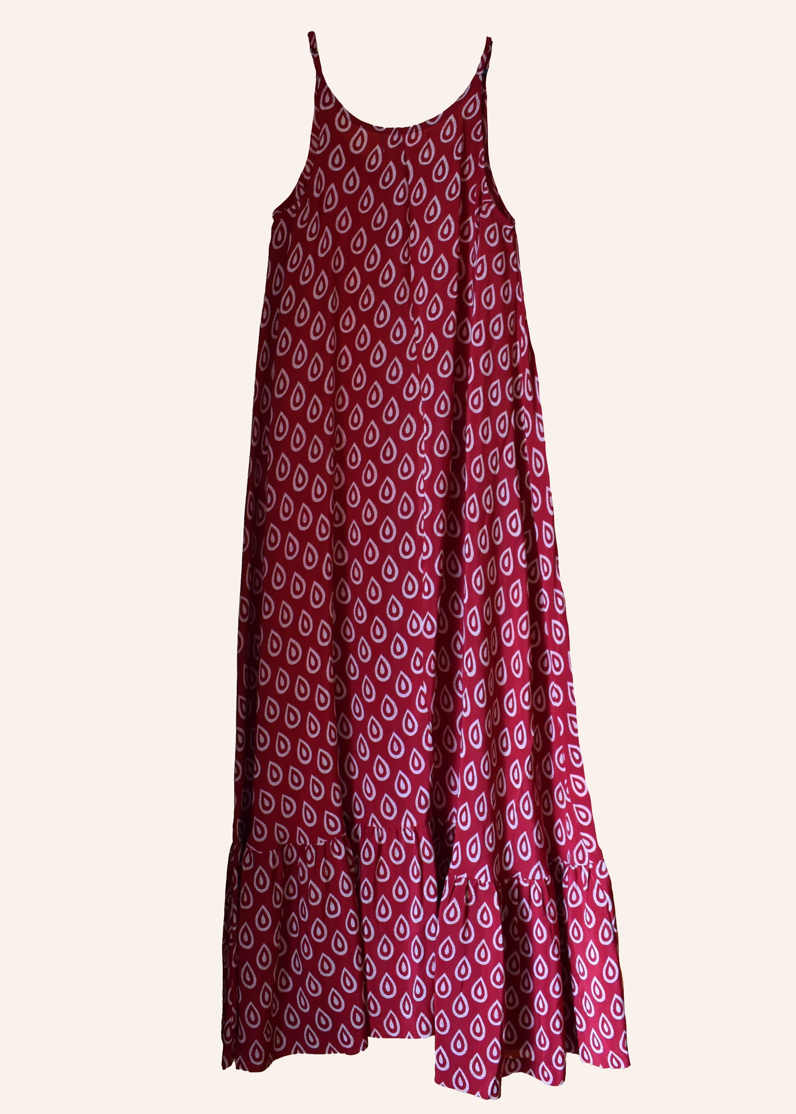 Eustoma Silk Crepe Swing Maxi Dress ~ Flame XS