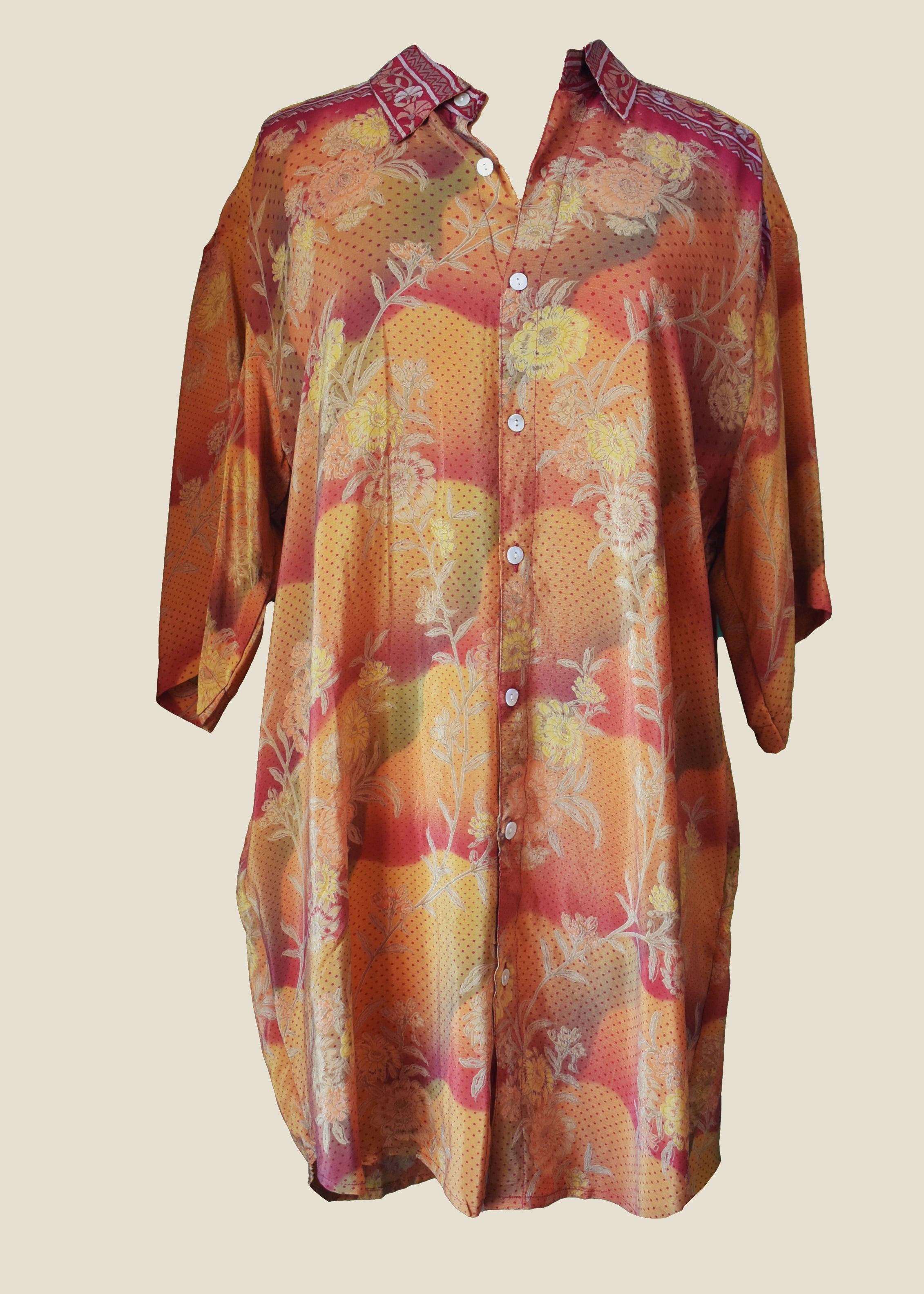 Astralagus Silk Crepe Oversized Shirt ~ Tequila Sunrise