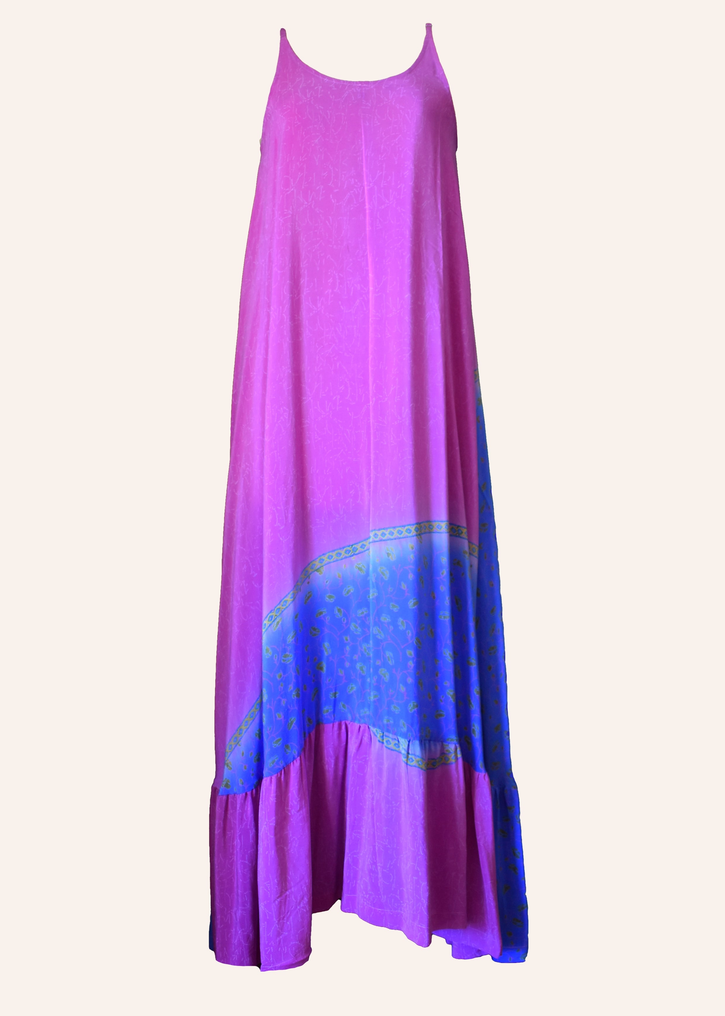 Eustoma Silk Crepe Swing Maxi Dress ~ Jewel M