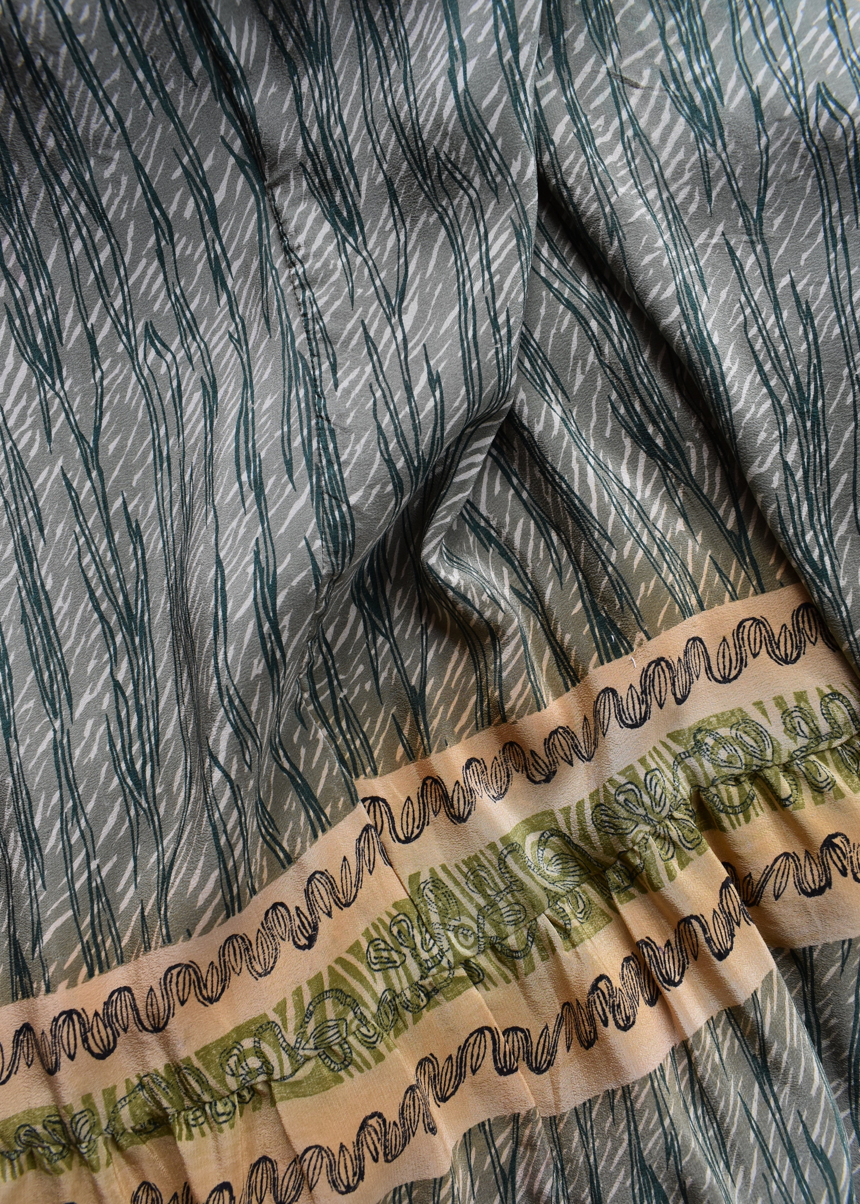 Eustoma Silk Crepe Swing Maxi Dress ~ Cinder XS