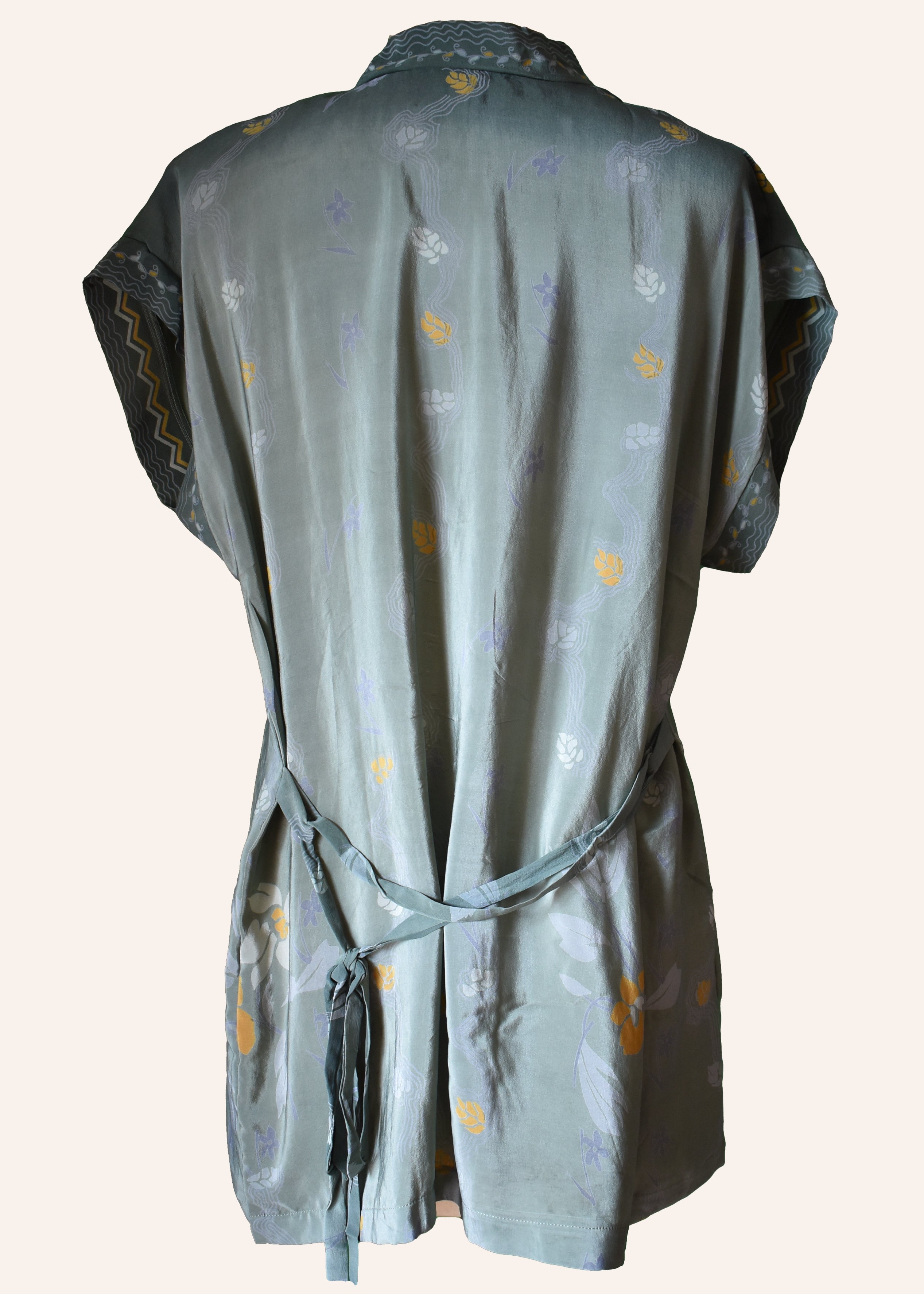 Pilea Silk Crepe Wrap Kimono Top ~ Irish Moss S/M