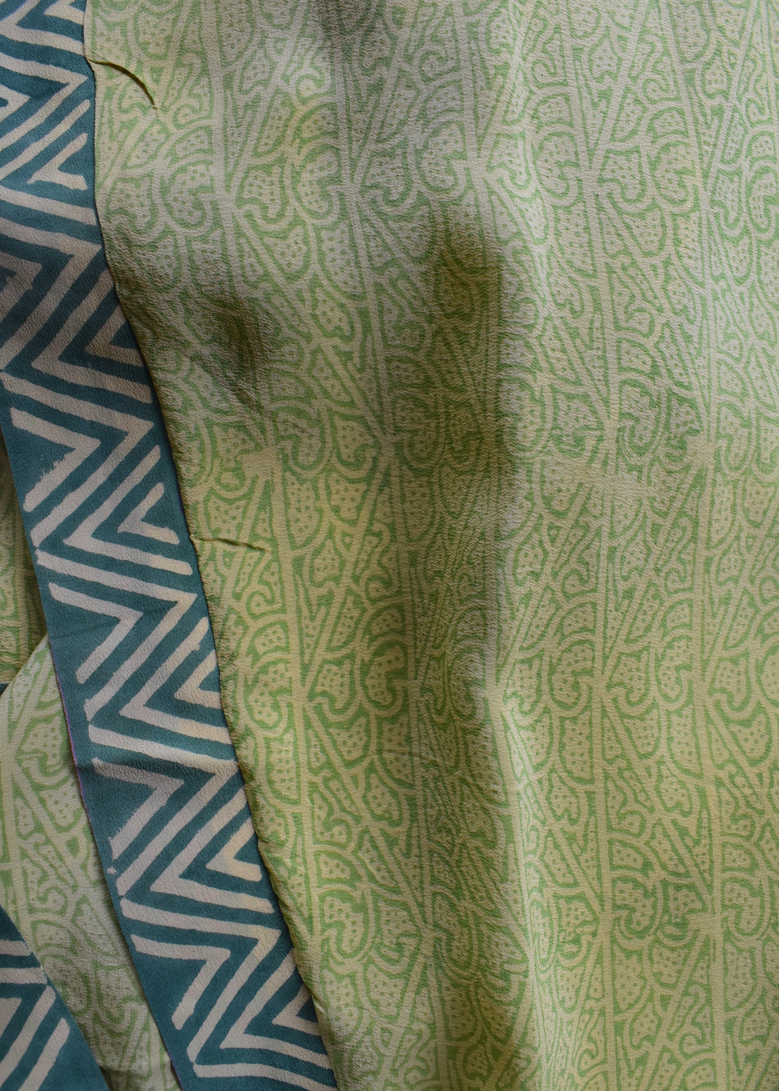 Pilea Silk Crepe Wrap Kimono Top ~ Endive L/XL