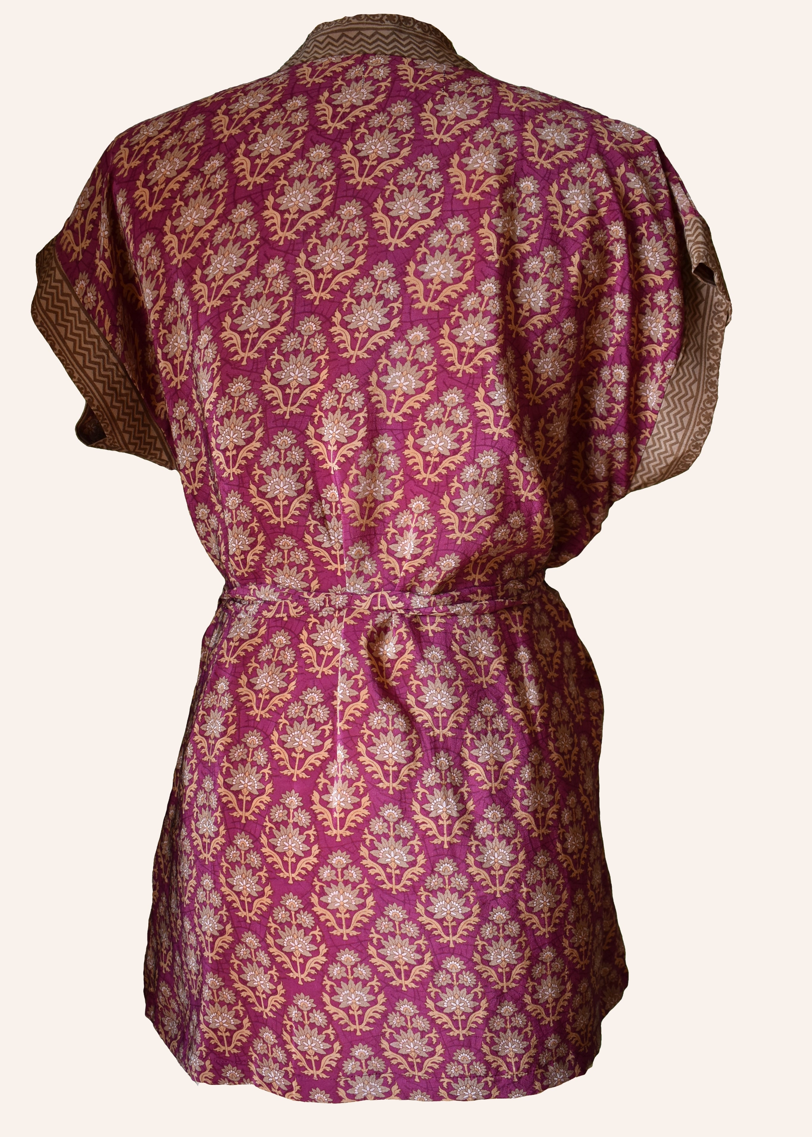 Pilea Silk Crepe Wrap Kimono Top ~ Damson S/M