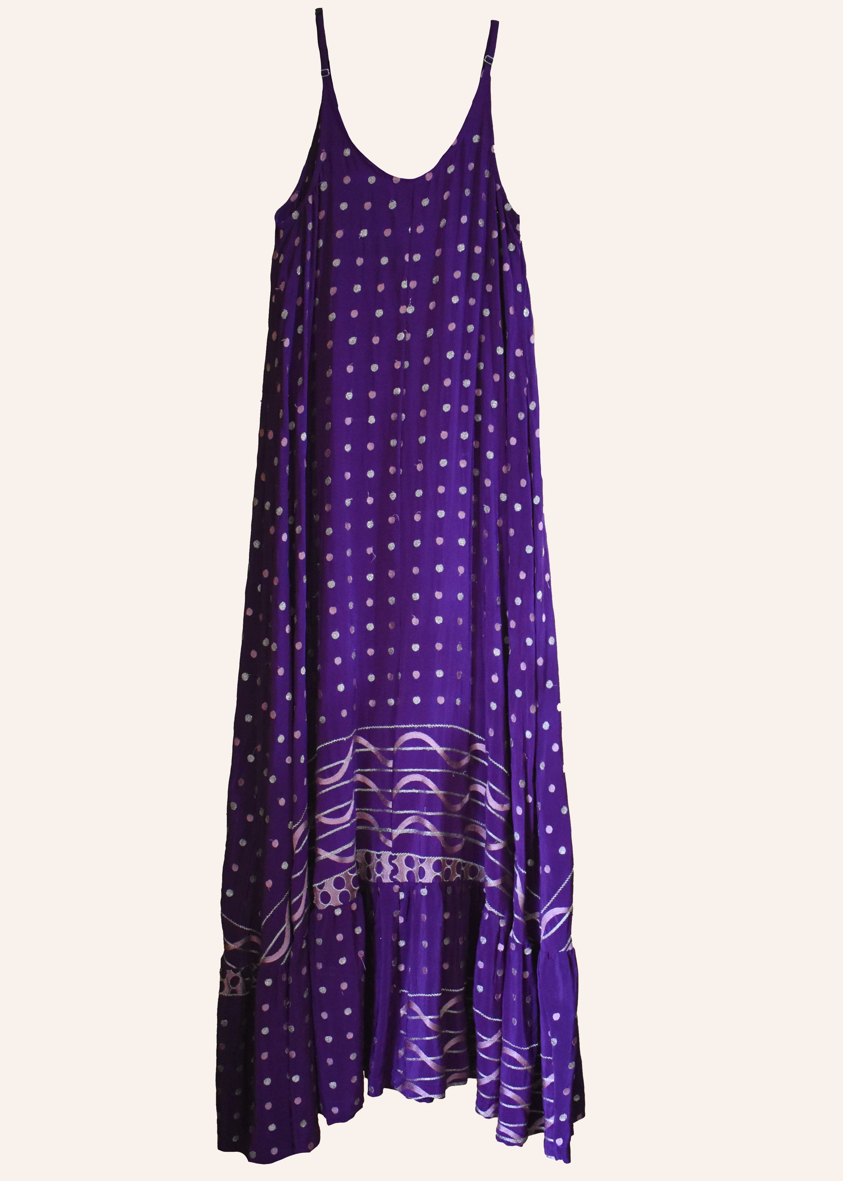 Eustoma Silk Crepe Swing Maxi Dress ~ Amaranth S