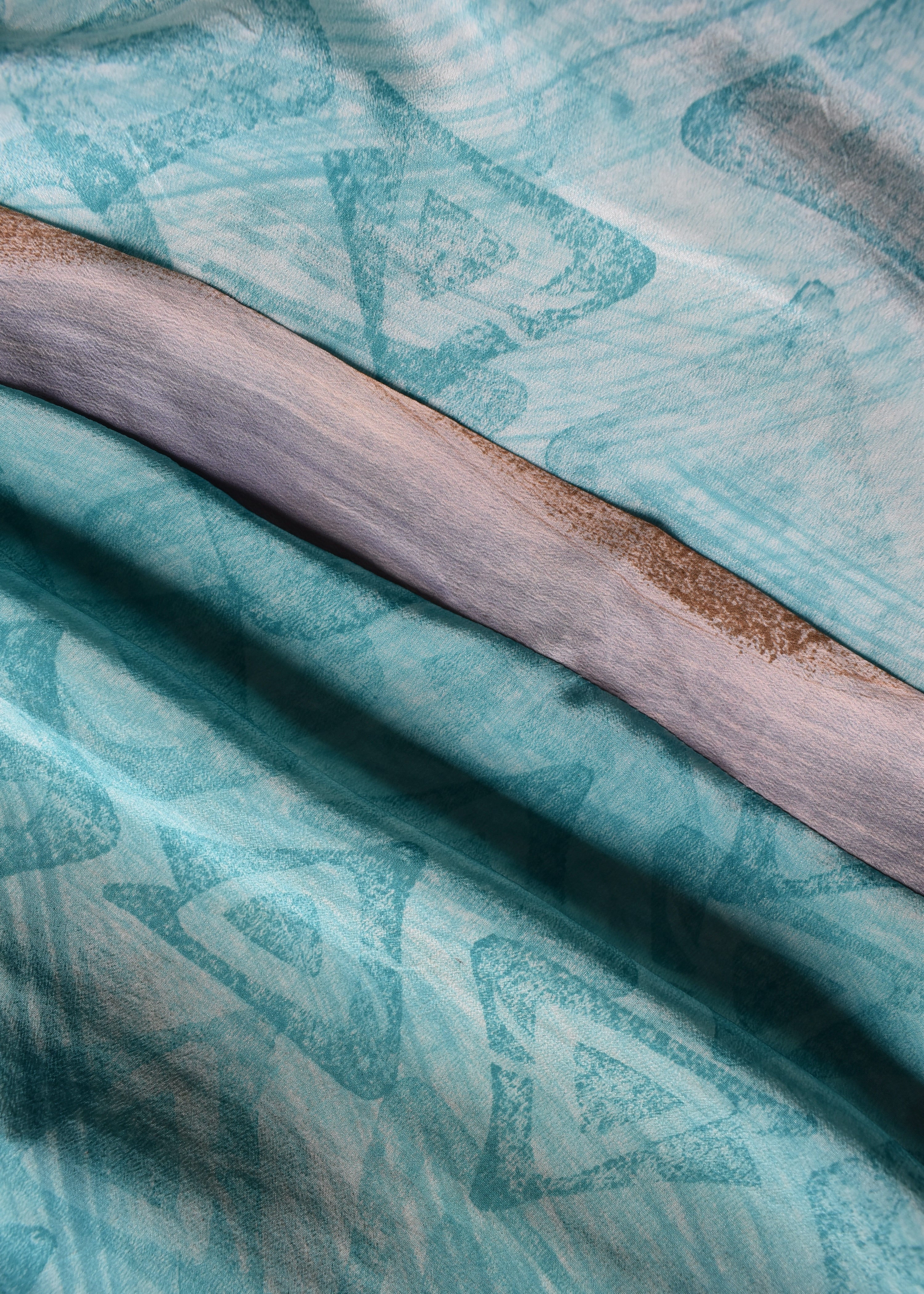 Pilea Silk Crepe Wrap Kimono Top ~ Cyan L/XL