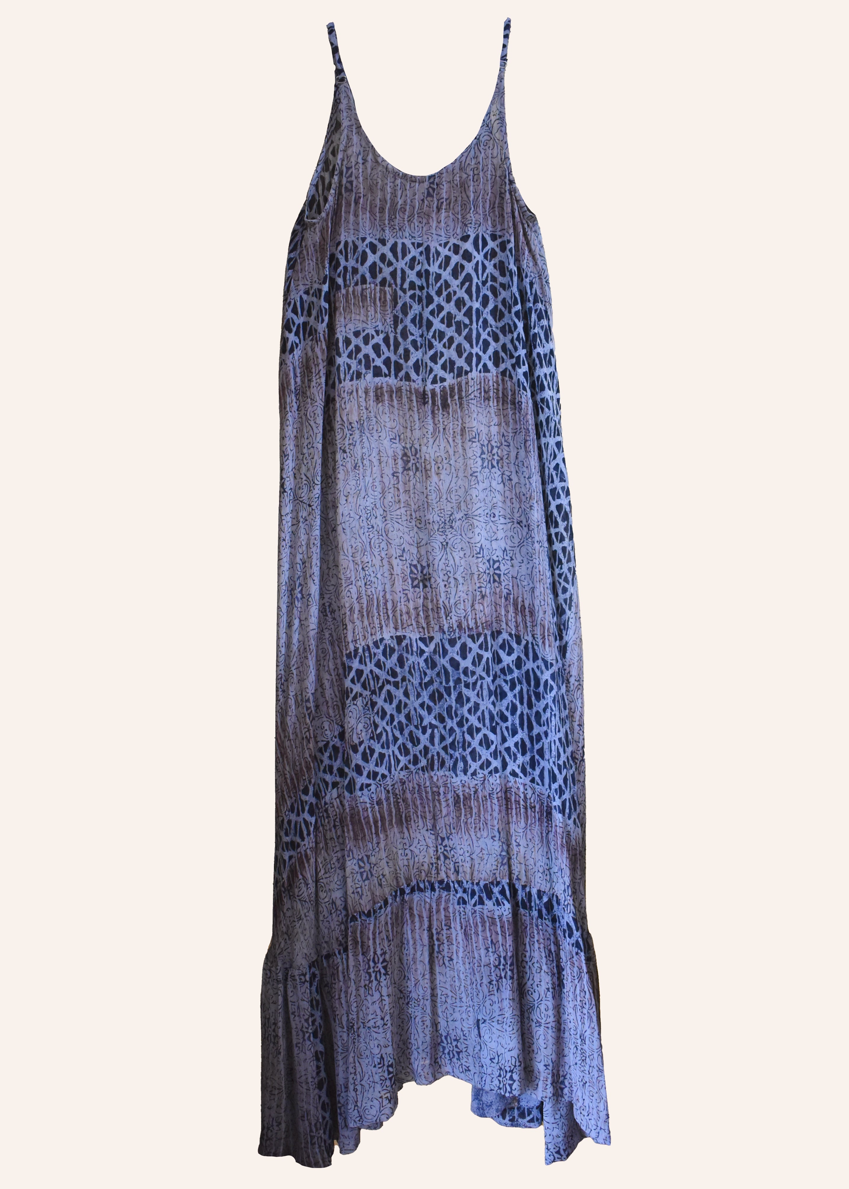 Eustoma Silk Crepe Swing Maxi Dress ~ Licorice S