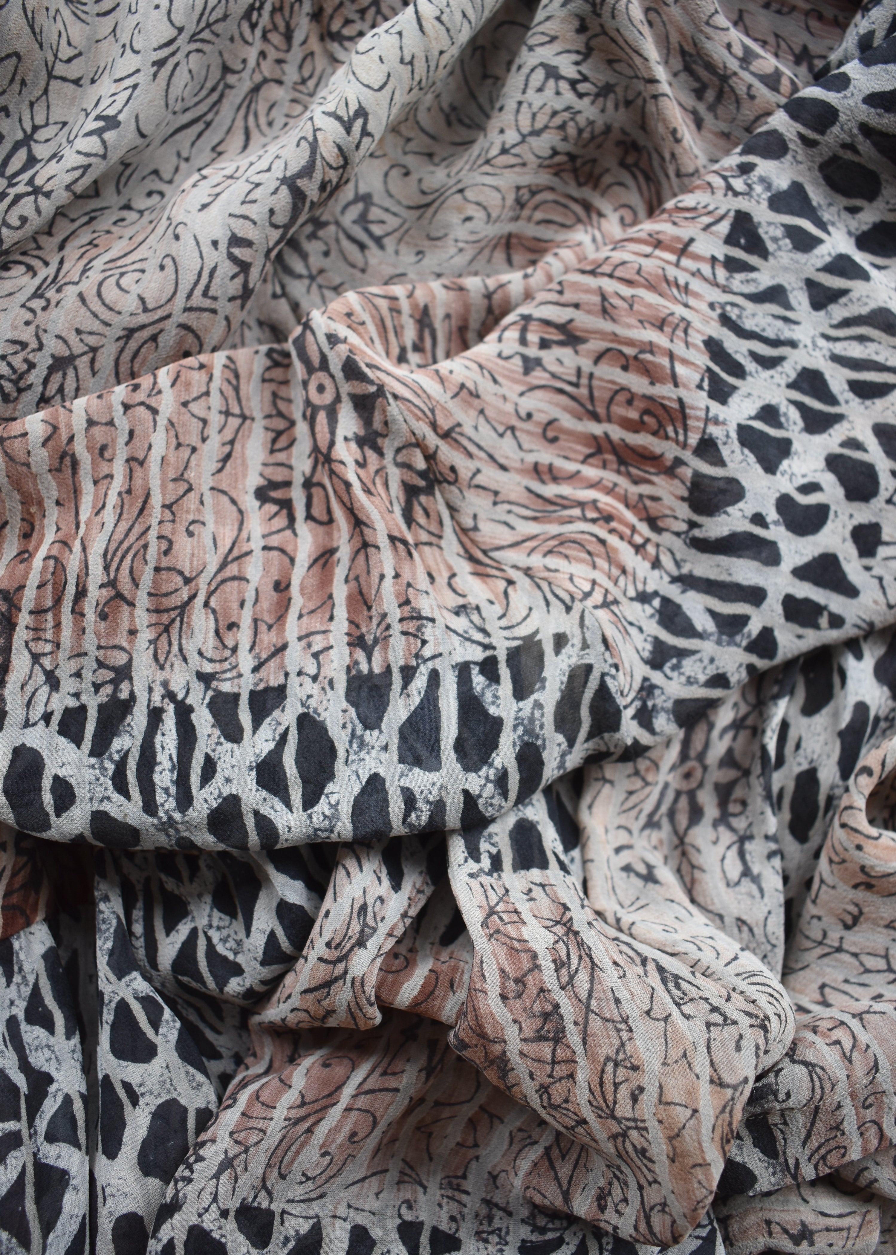 Eustoma Silk Crepe Swing Maxi Dress ~ Licorice S