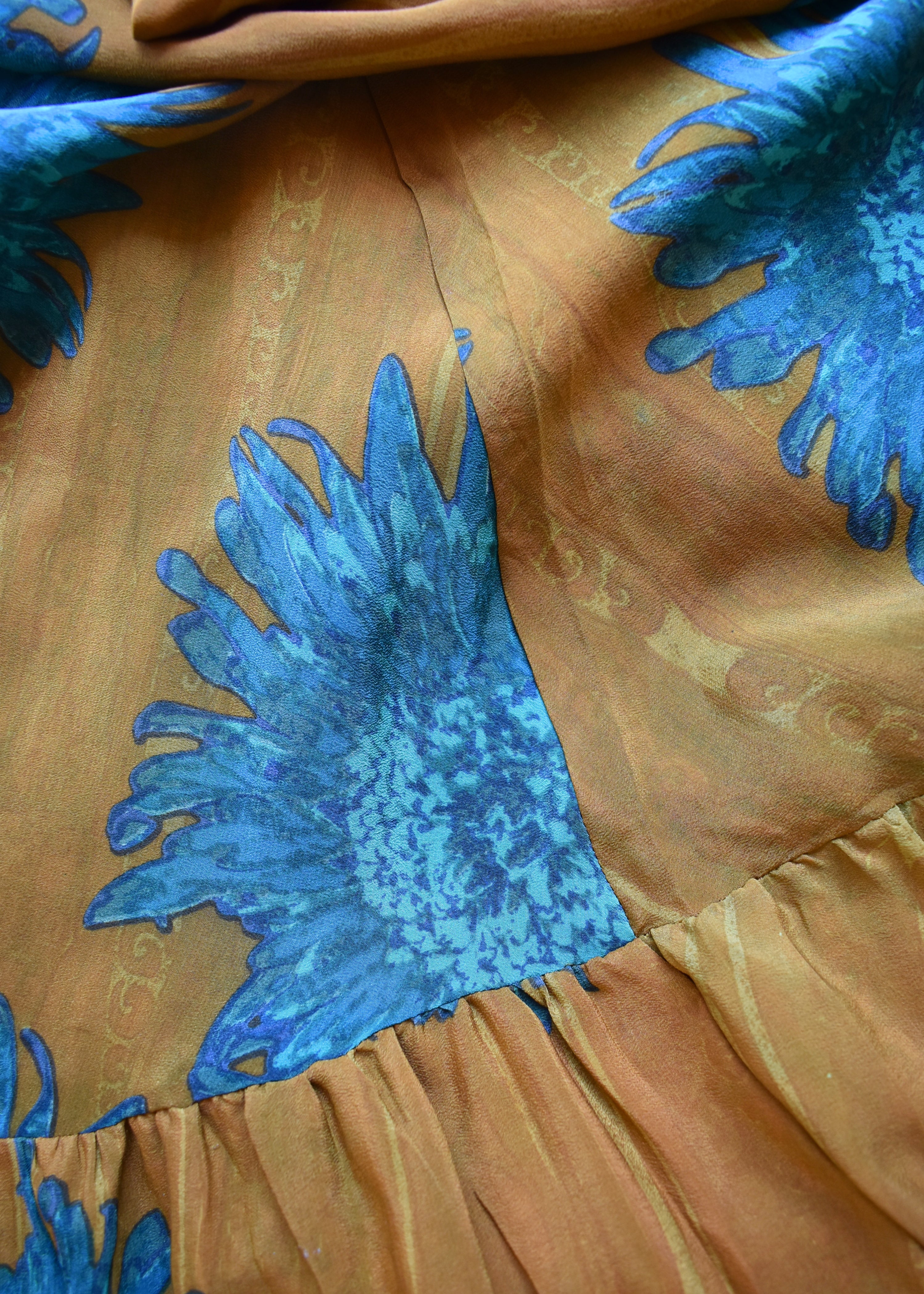 Eustoma Silk Crepe Swing Maxi Dress ~ Tawny M