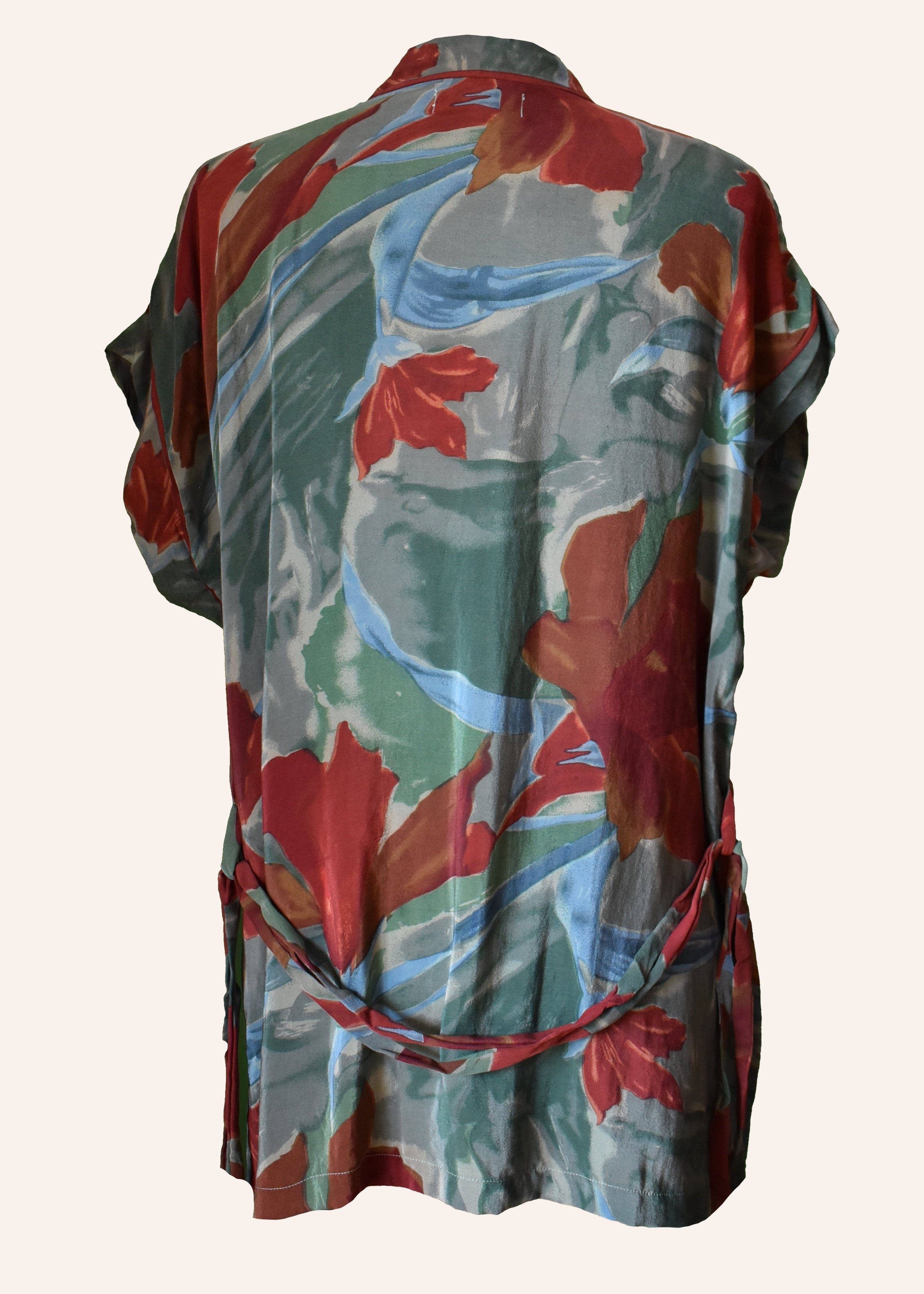 Pilea Silk Crepe Wrap Kimono Top ~ Tapestry L/XL