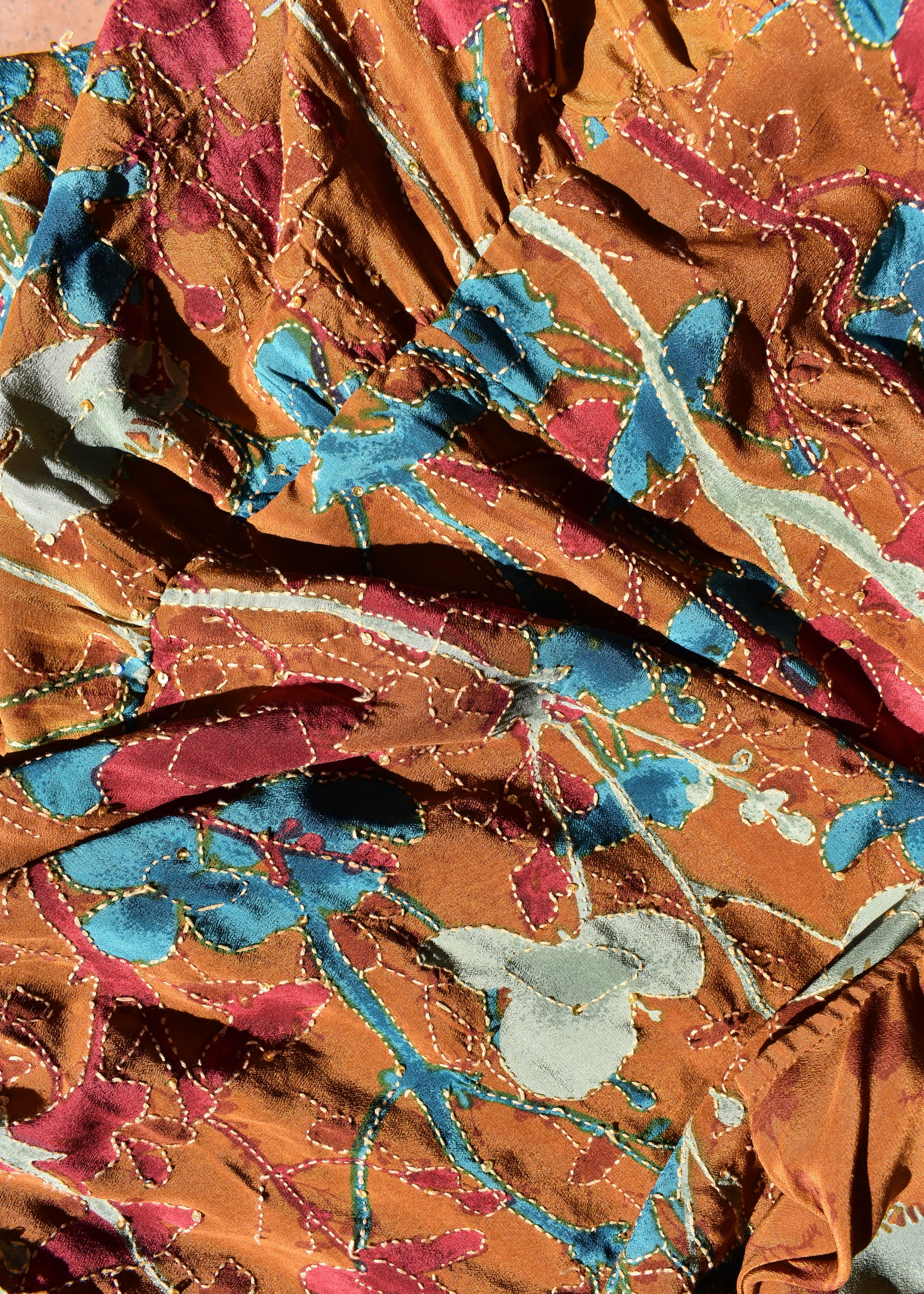 Eustoma Silk Crepe Swing Maxi Dress ~ Ginger L