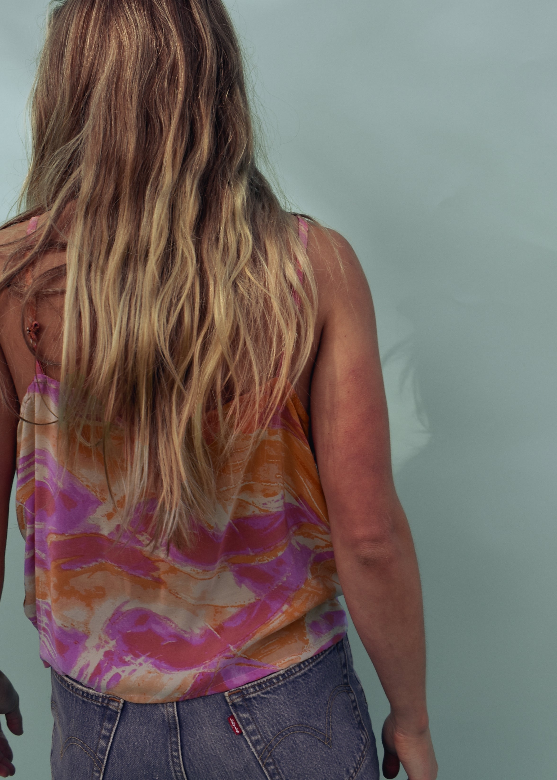 Reseda Silk Crepe Camisole Top ~ Sun Kissed XL