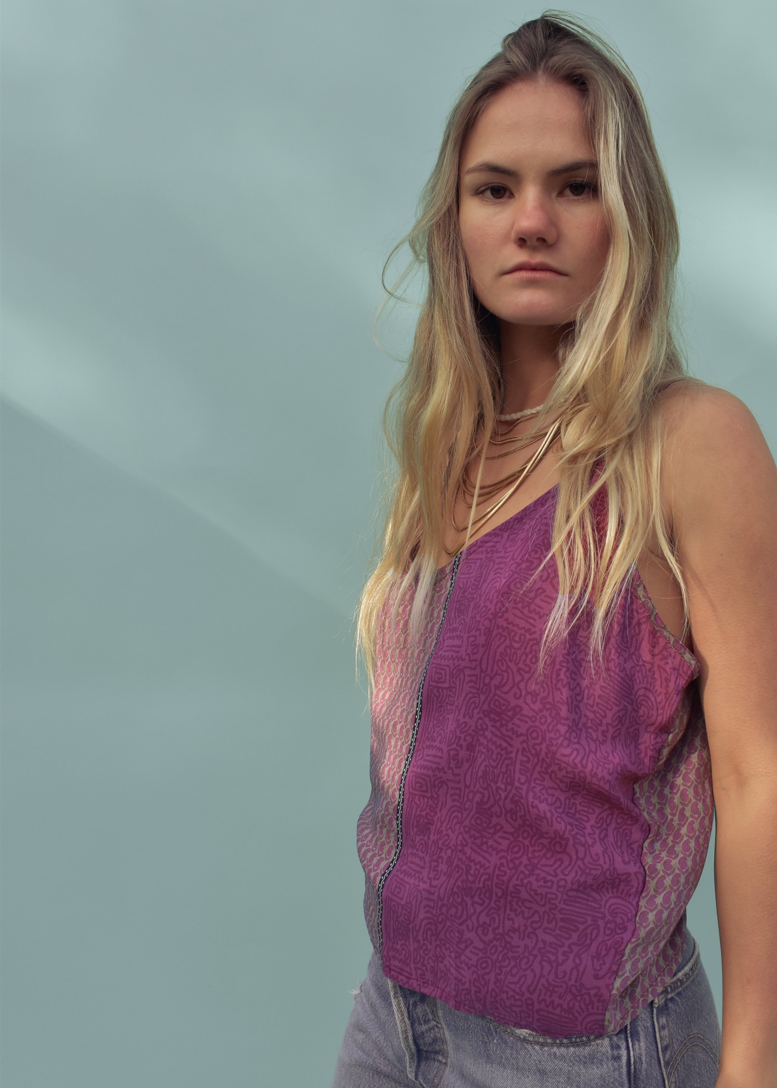 Reseda Silk Crepe Camisole Top ~ Hawthorn XL