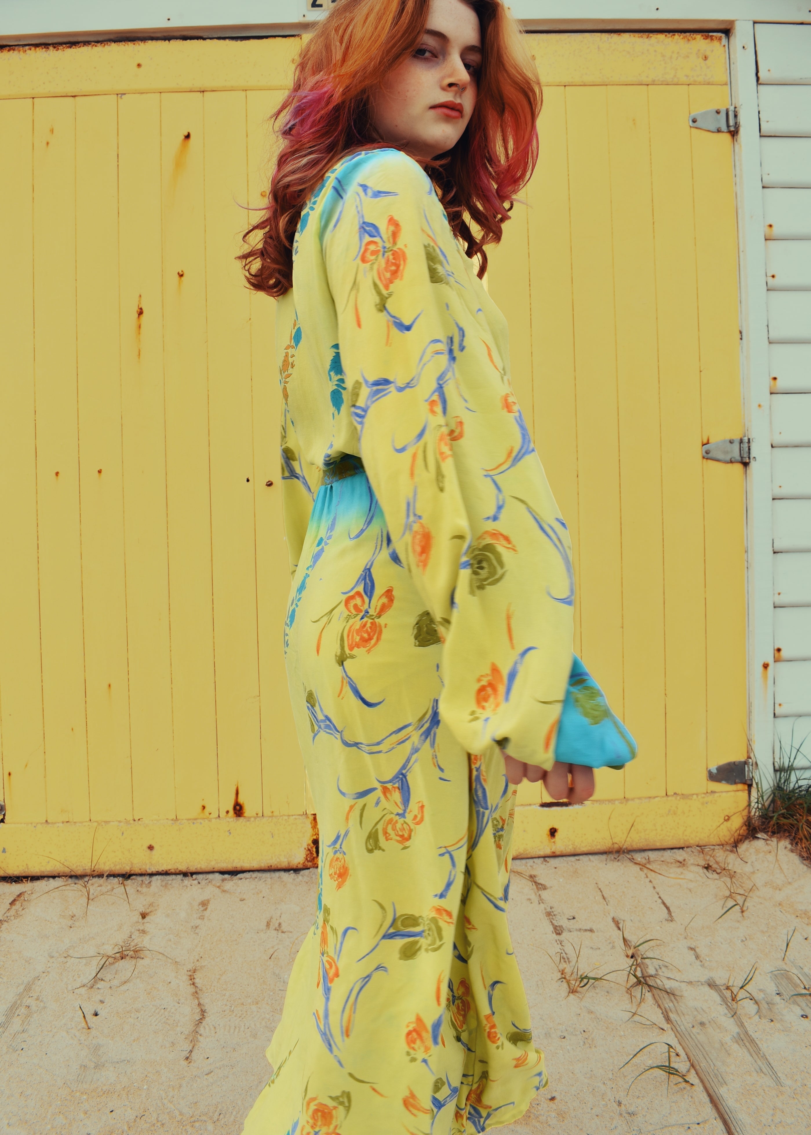 Caladium Wrap Silk Dress ~ Calendula XL