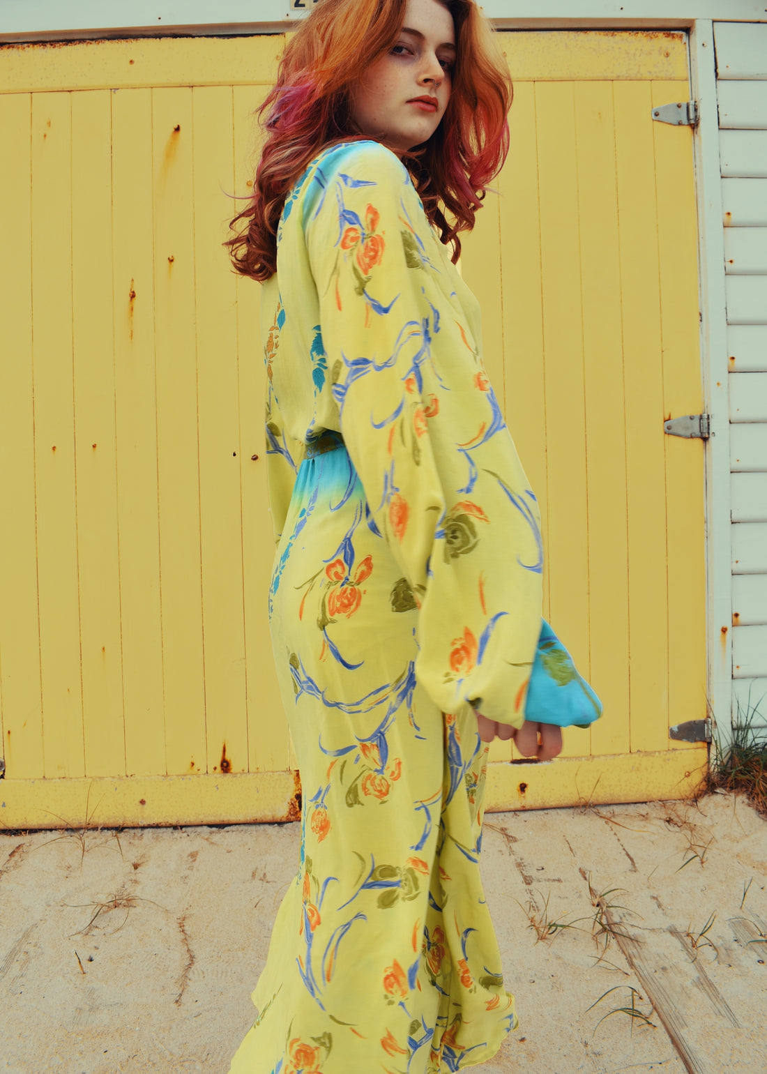 Caladium Wrap Silk Dress ~ Calendula XL