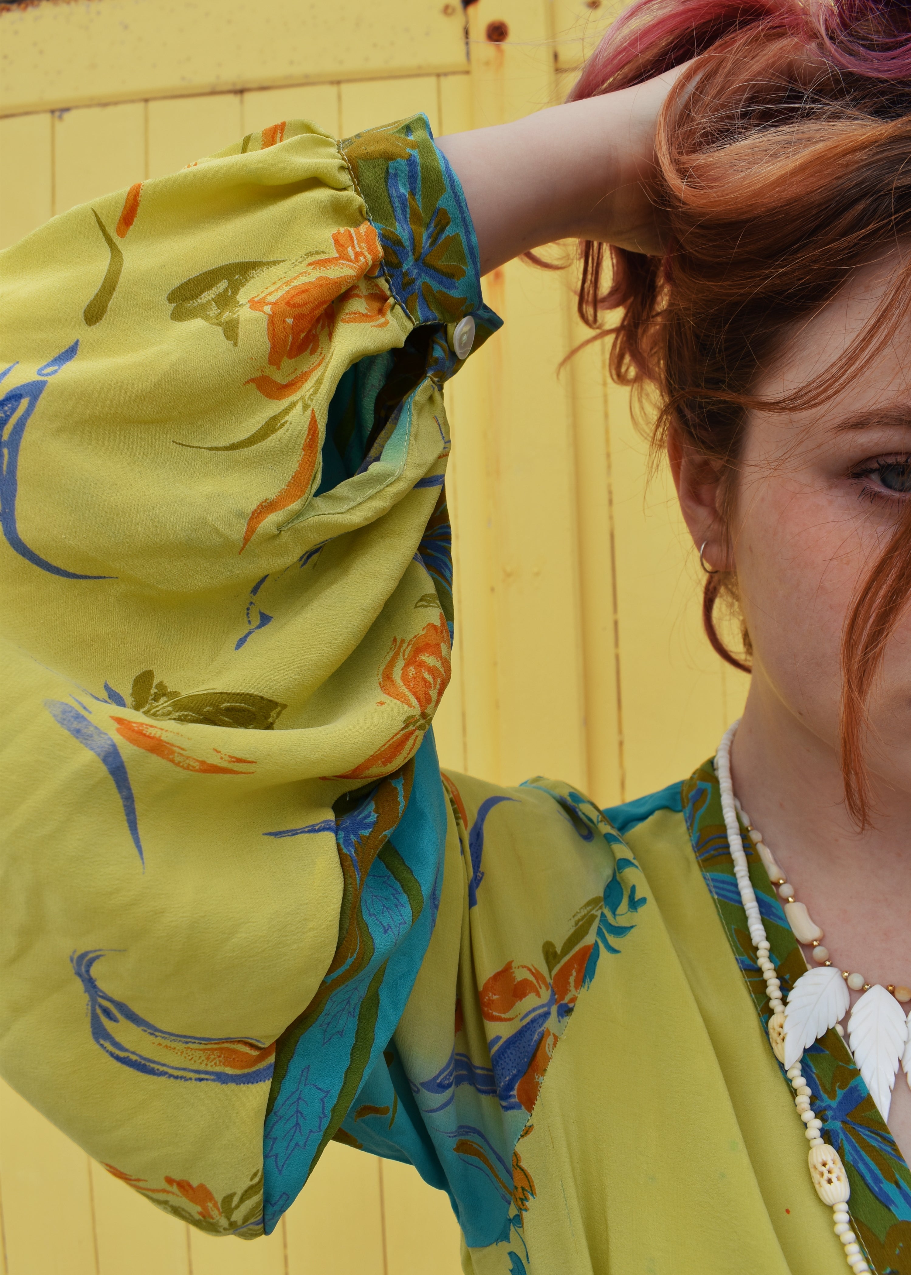 Caladium Wrap Silk Dress ~ Calendula XL