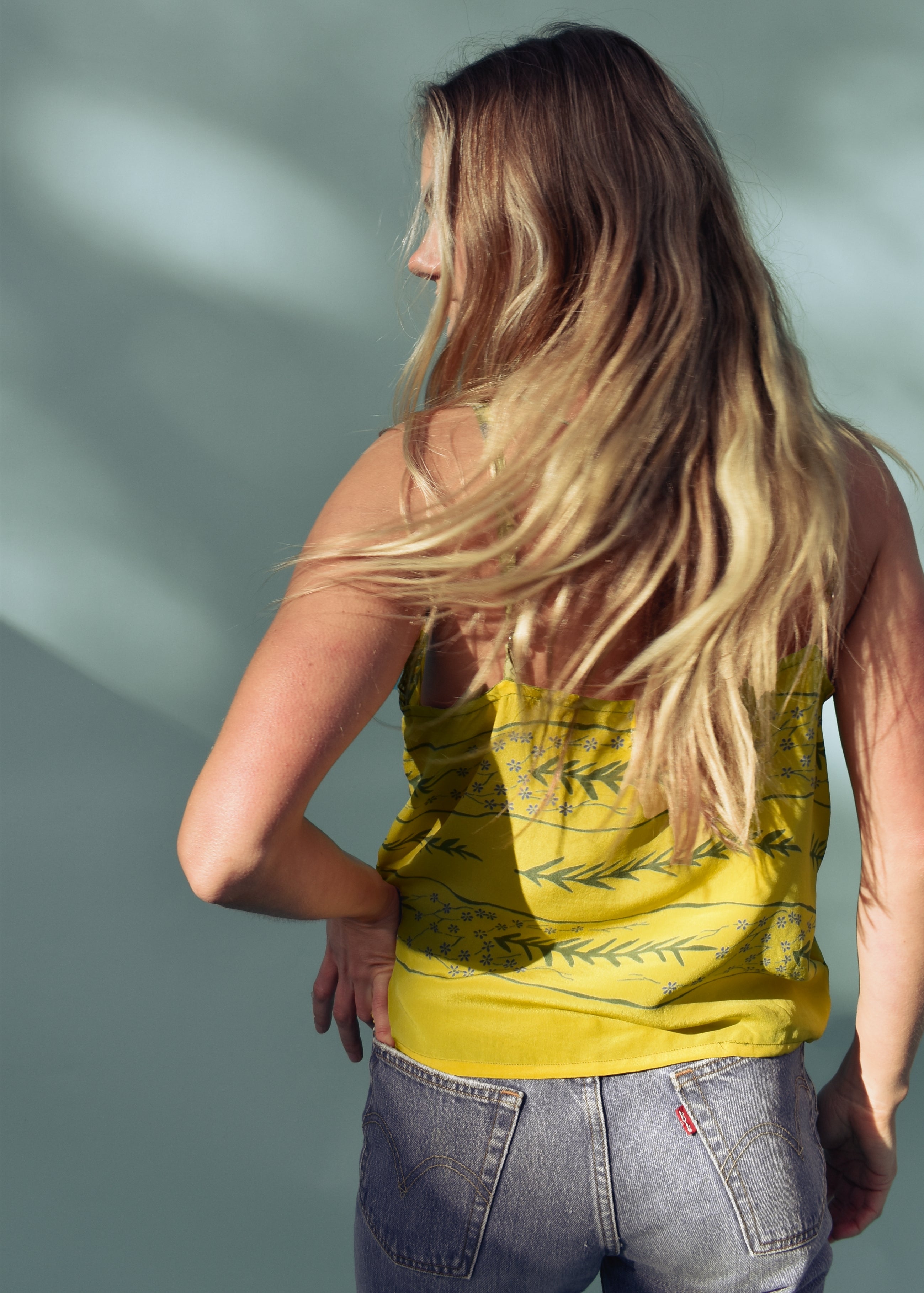 Reseda Silk Crepe Camisole Top ~ Canary S