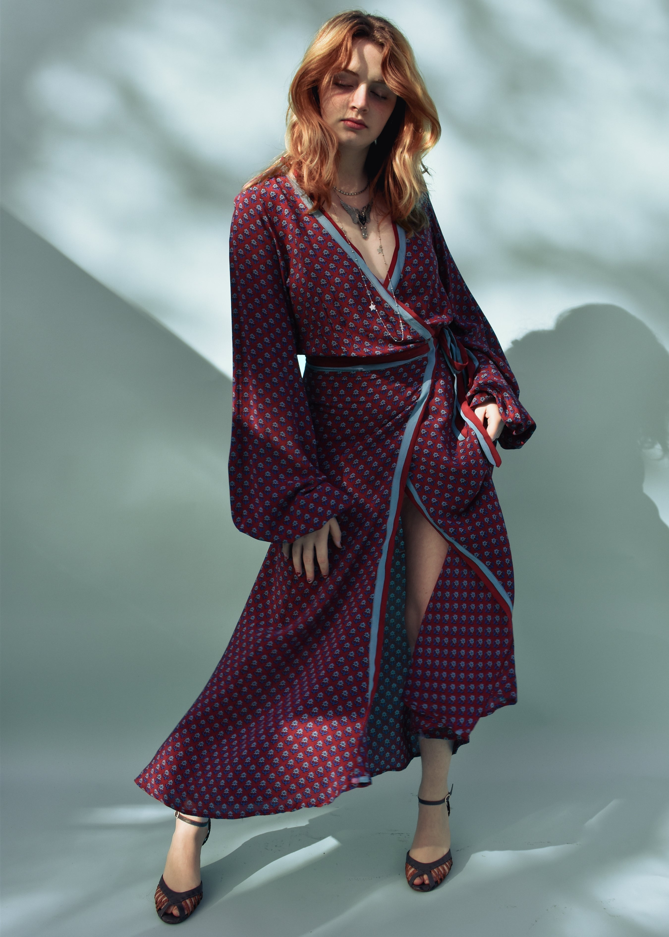 Caladium Wrap Silk Dress ~ Rubocondo M