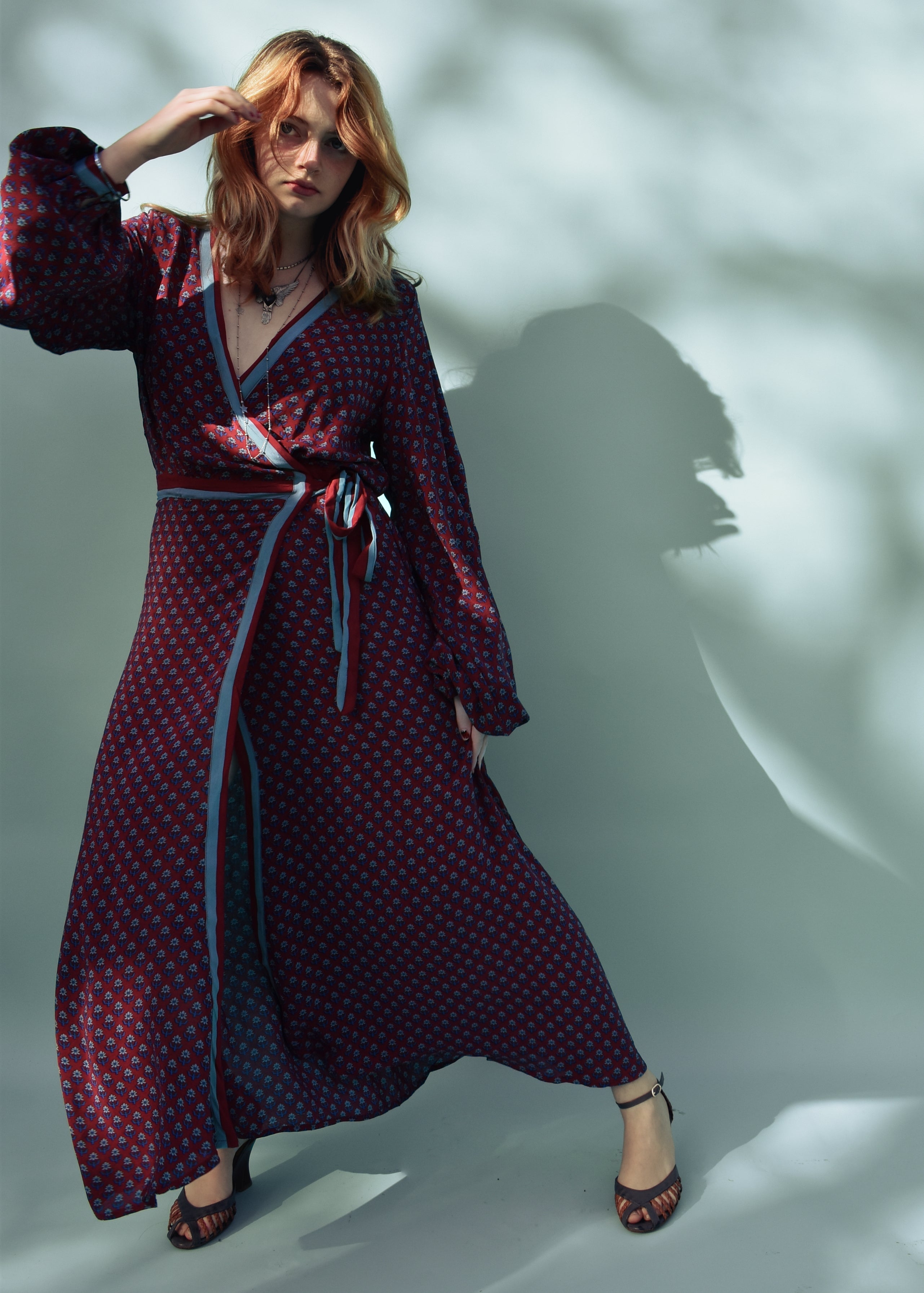 Caladium Wrap Silk Dress ~ Rubocondo M