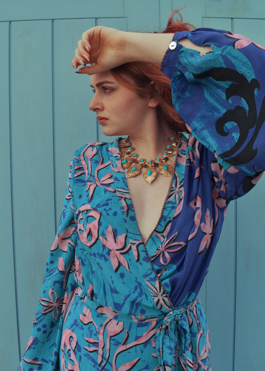 Caladium Wrap Silk Dress ~ Aster L