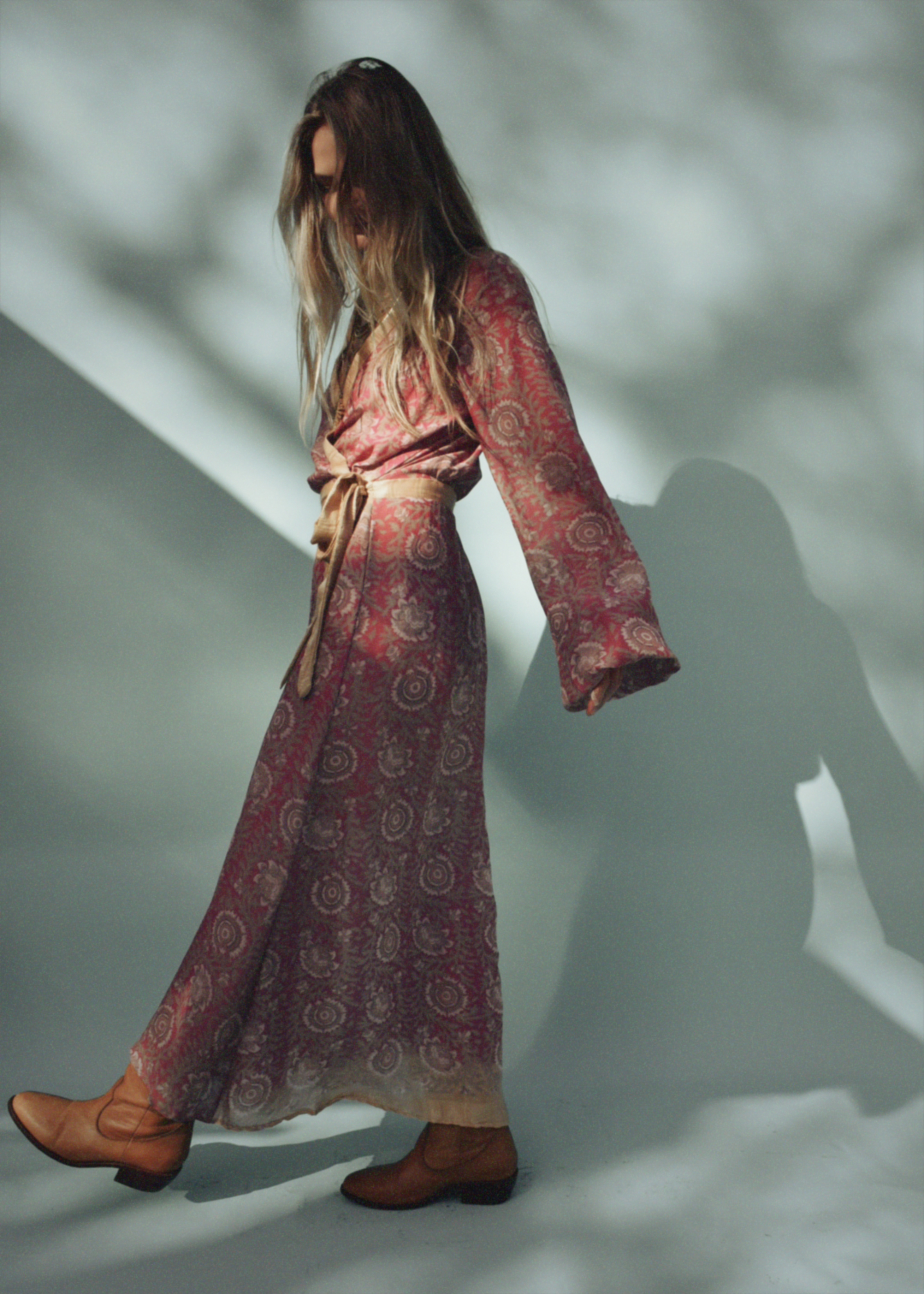 Caladium Silk Wrap Dress ~ Powder S