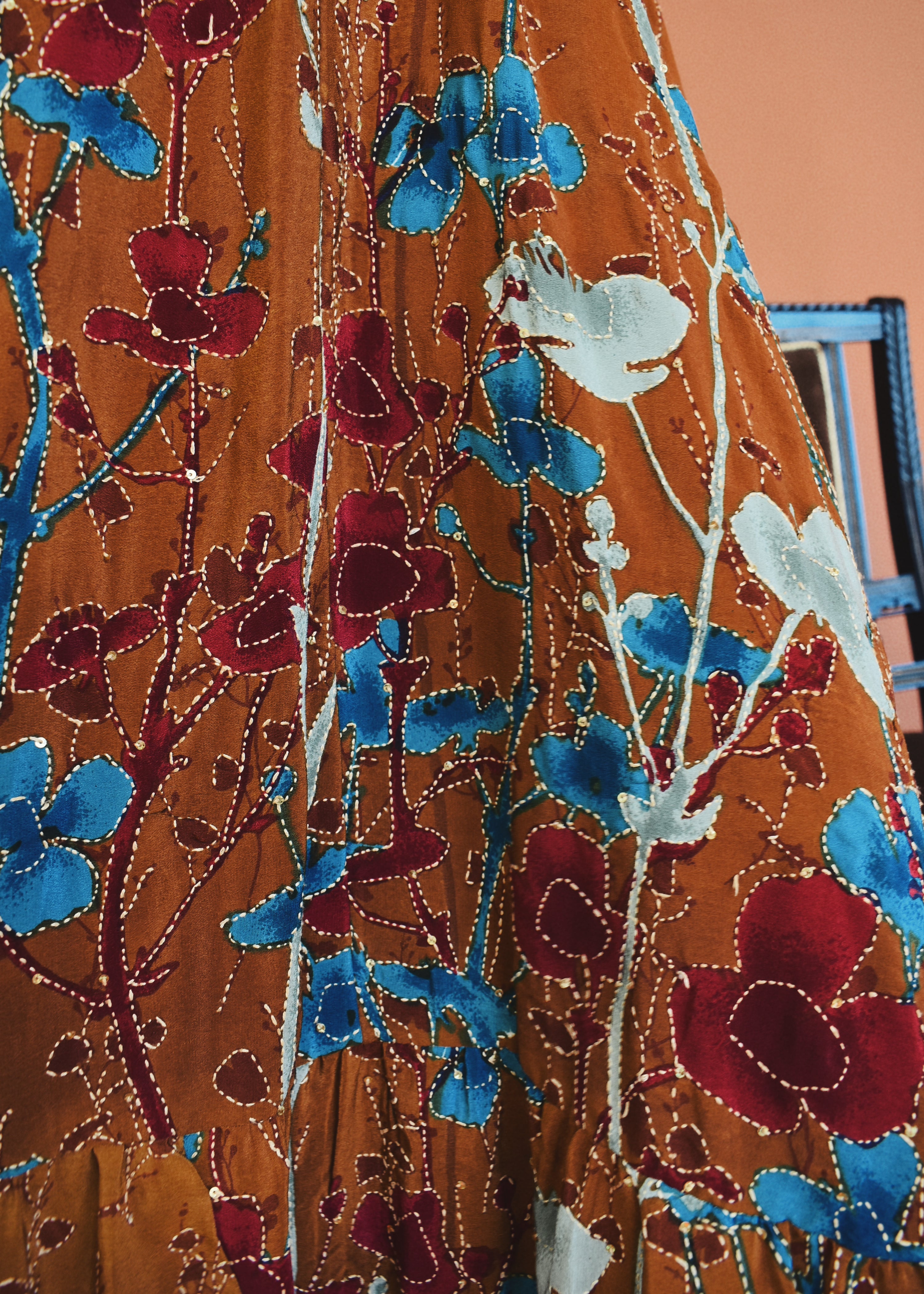 Eustoma Silk Crepe Swing Maxi Dress ~ Ginger L