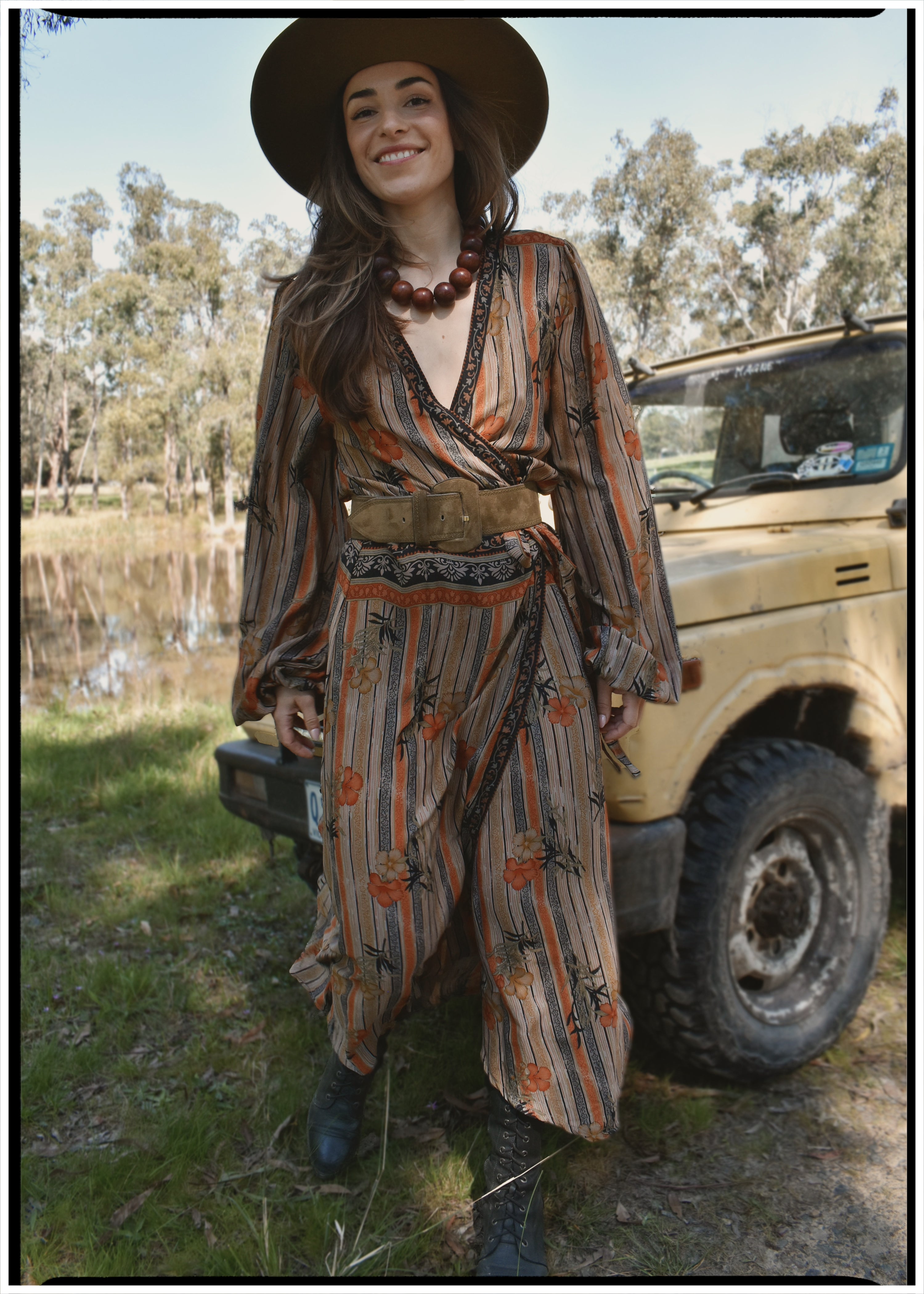 Caladium Wrap Silk Dress ~ Morel L