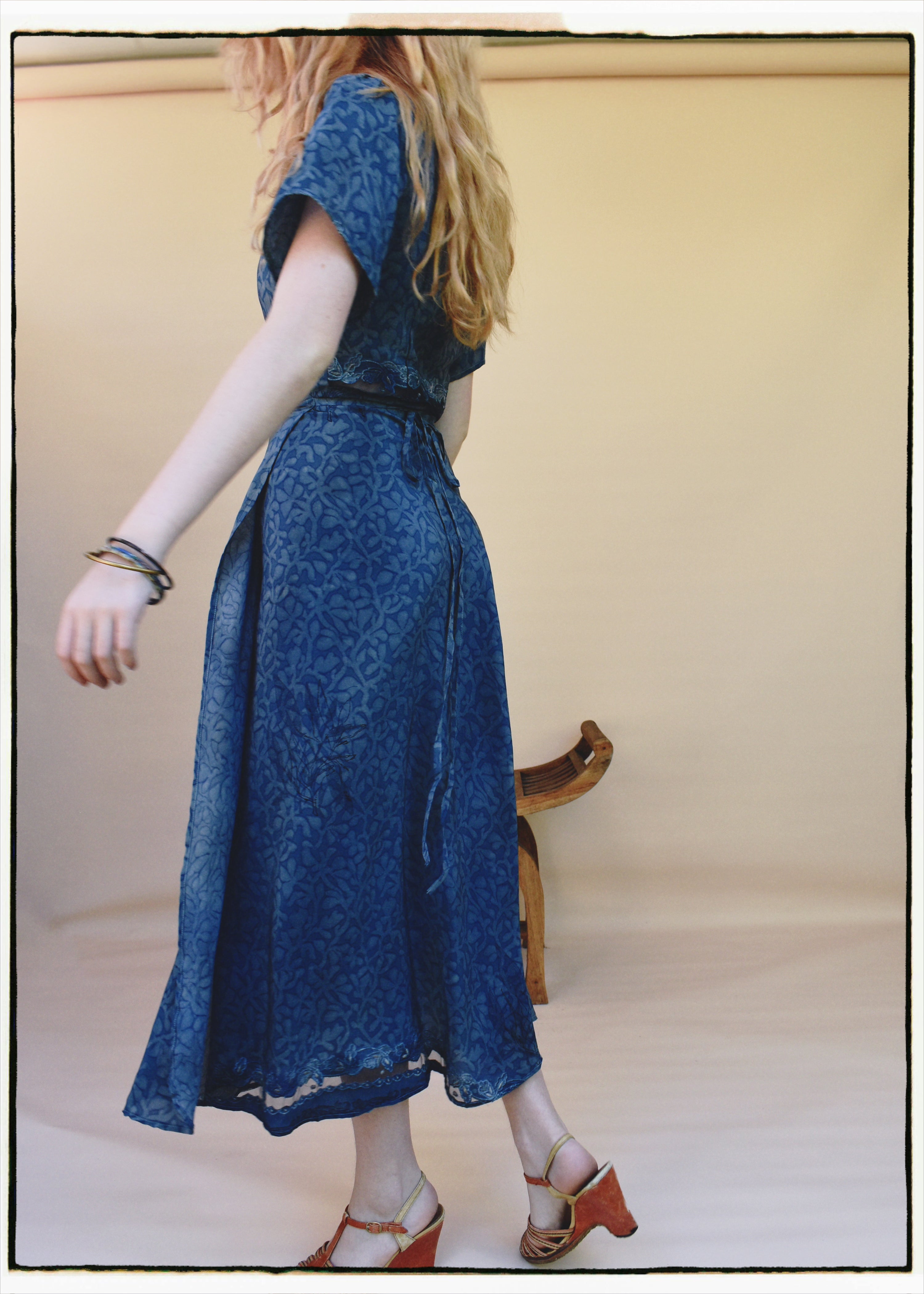 Liatris Silk Crepe Flutter Sleeve Wrap Dress ~ Watermark XS