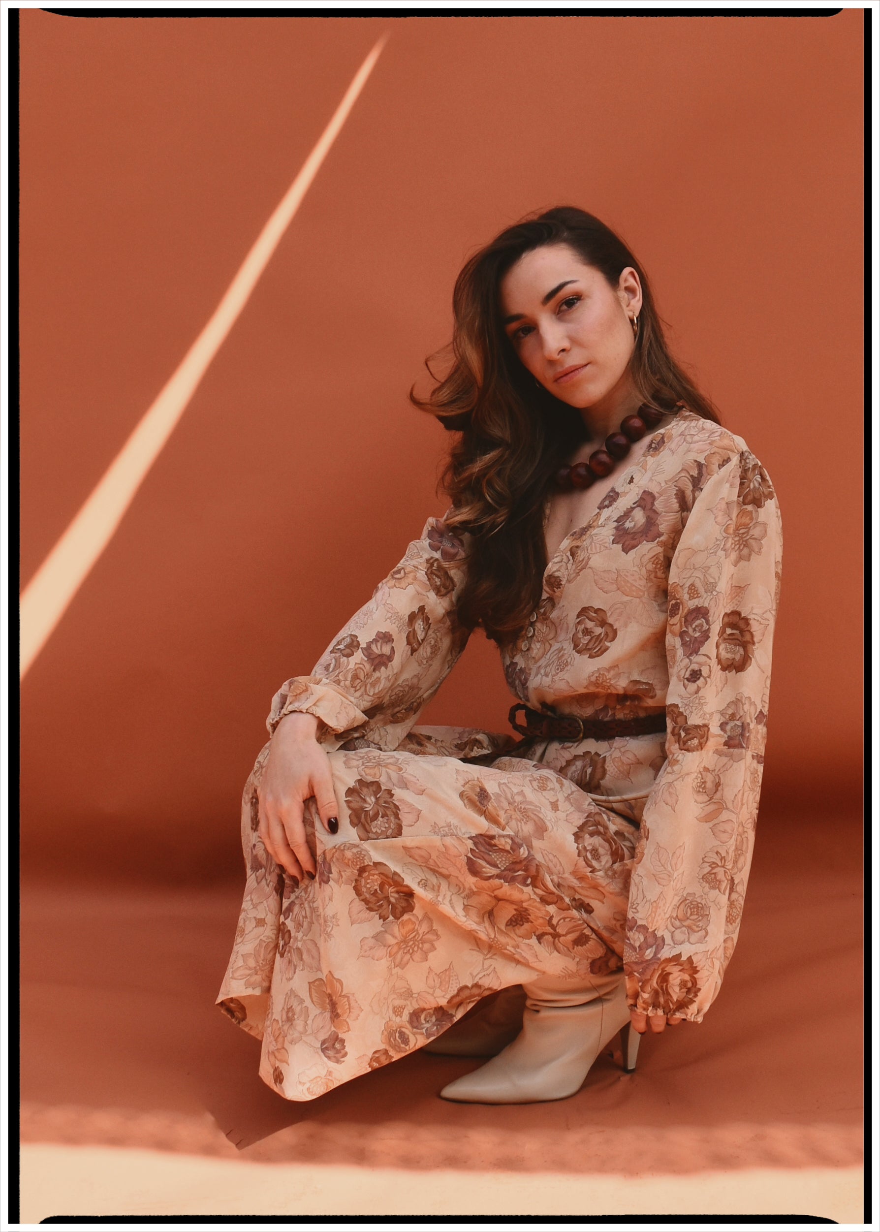 Zea Silk Crepe Kaftan Maxi Dress ~ Flora XS