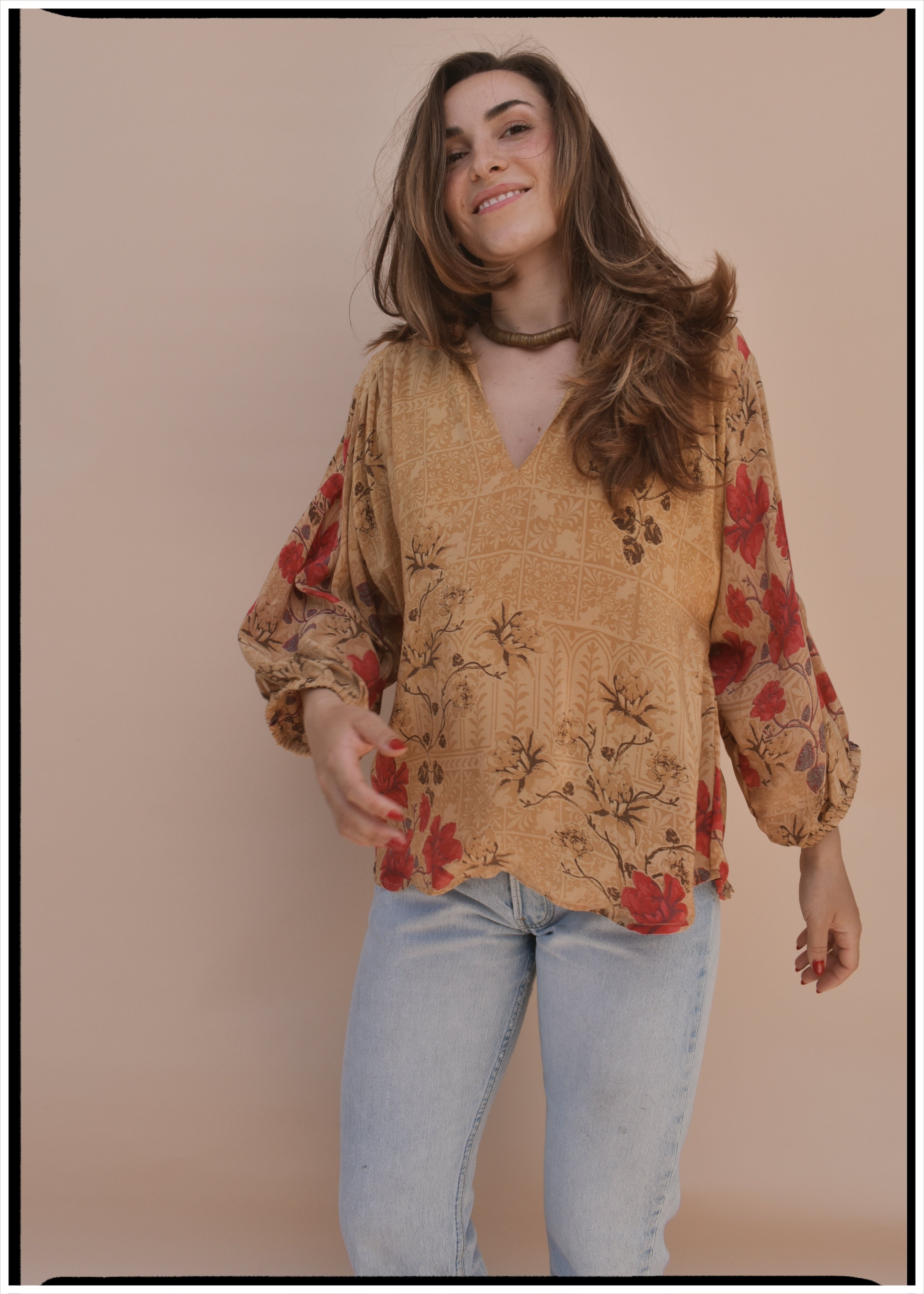 Cleome Silk Crepe Shirt ~ Bamboo S & L