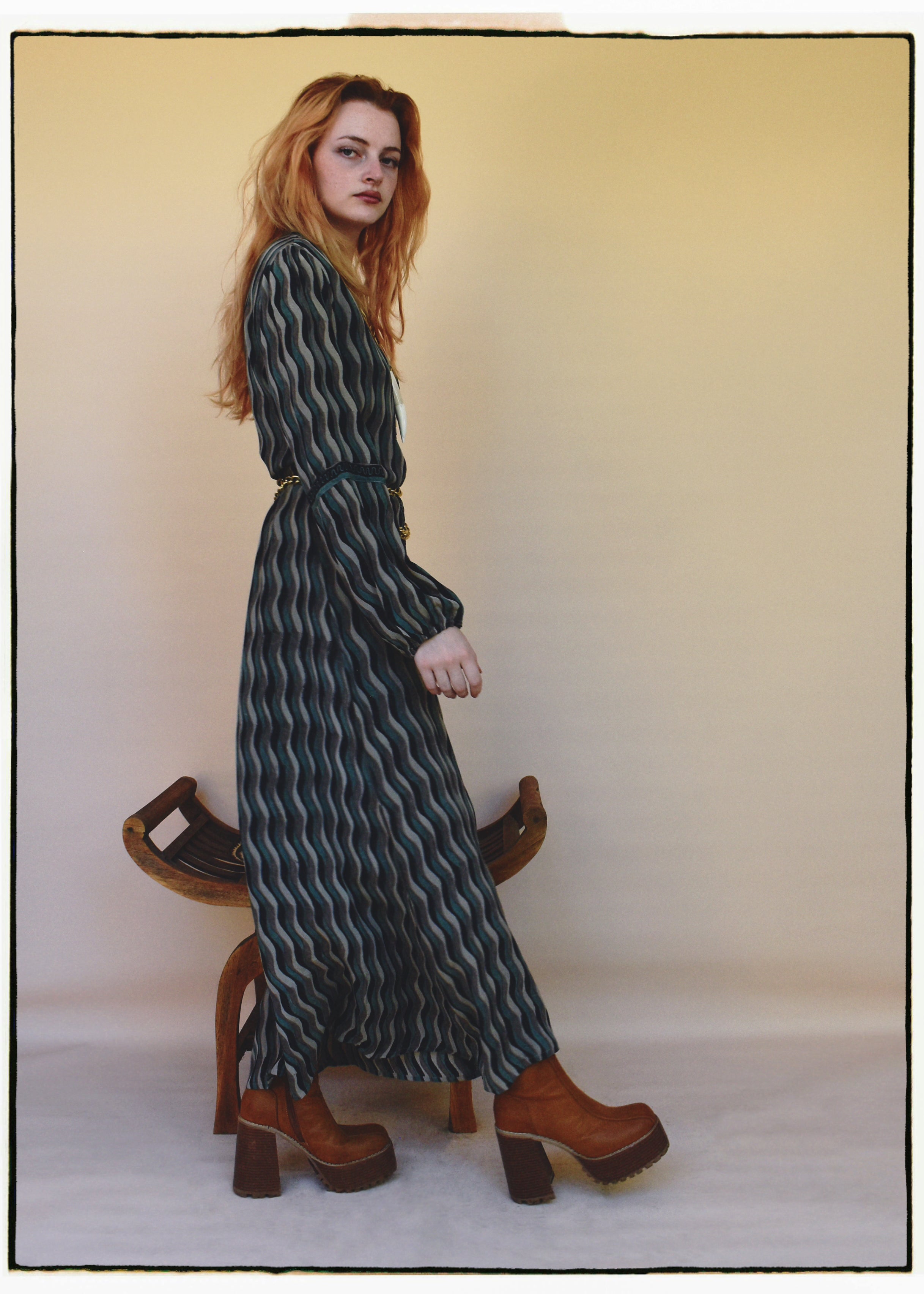 Zea Silk Crepe Kaftan Maxi Dress ~ Sea Jet XS