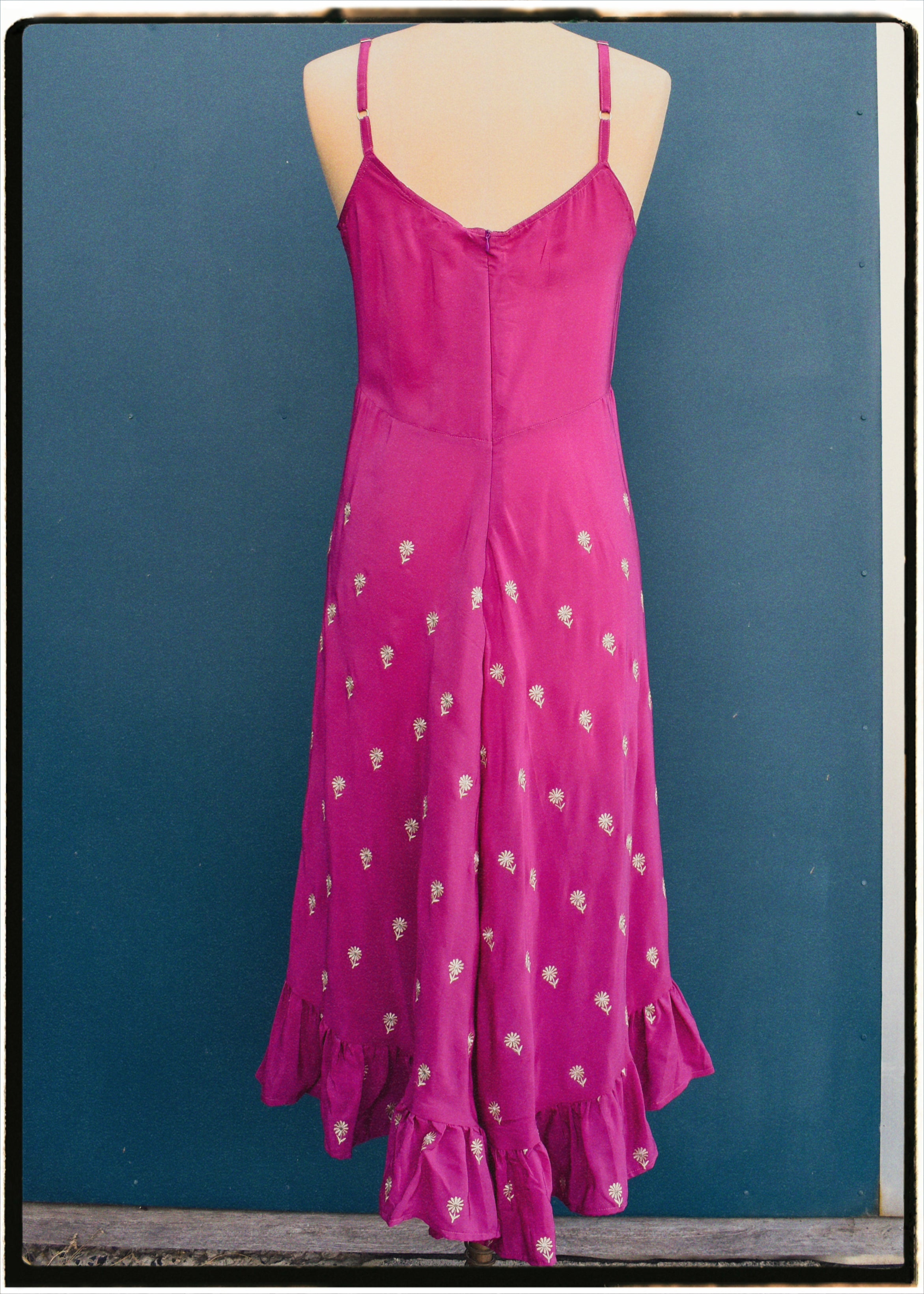 Rumex Silk Slip Dress ~ Magenta Haze L