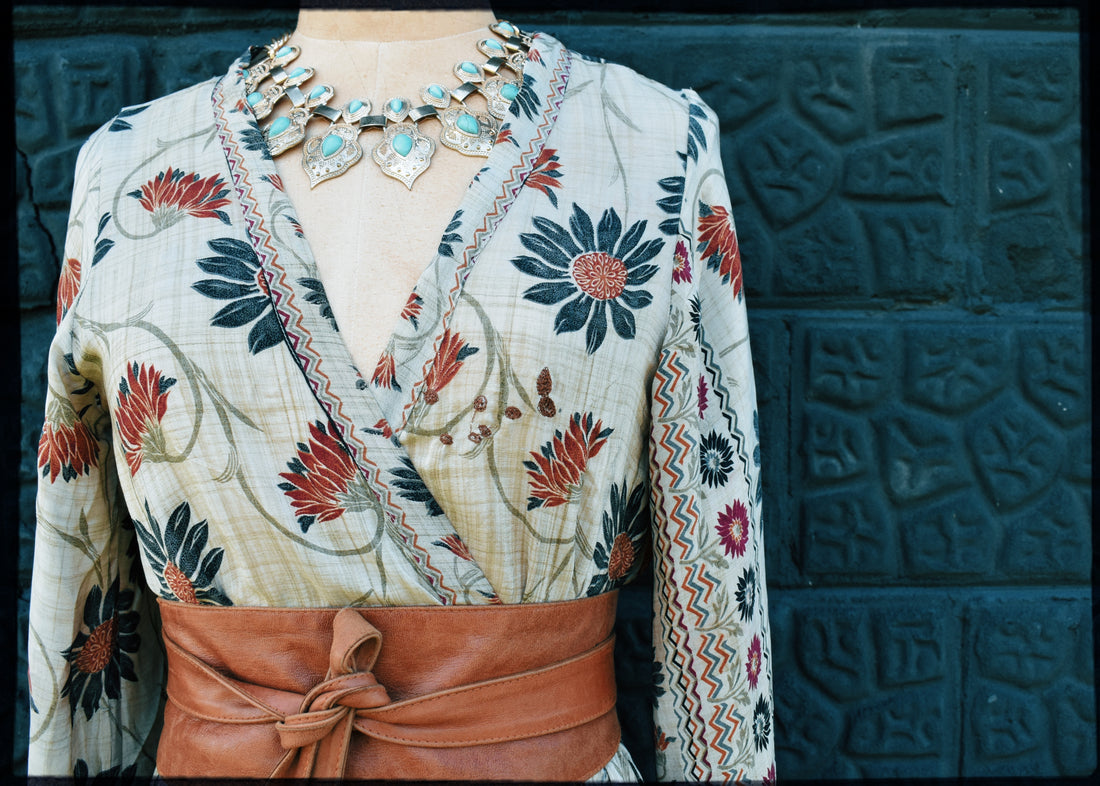 Caladium Silk Wrap Dress ~ Scallop XS