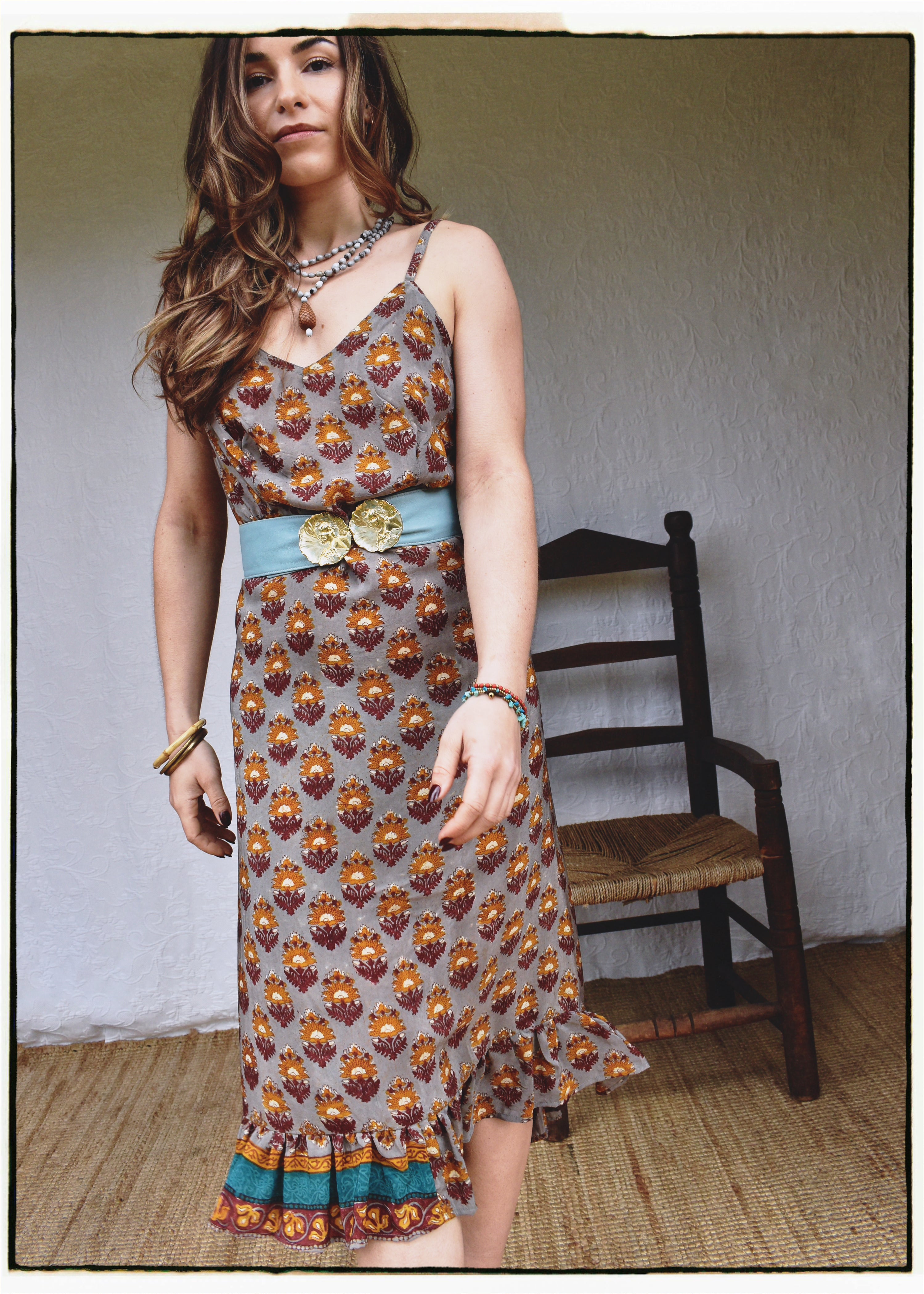 Rumex Silk Slip Dress ~ Provence M