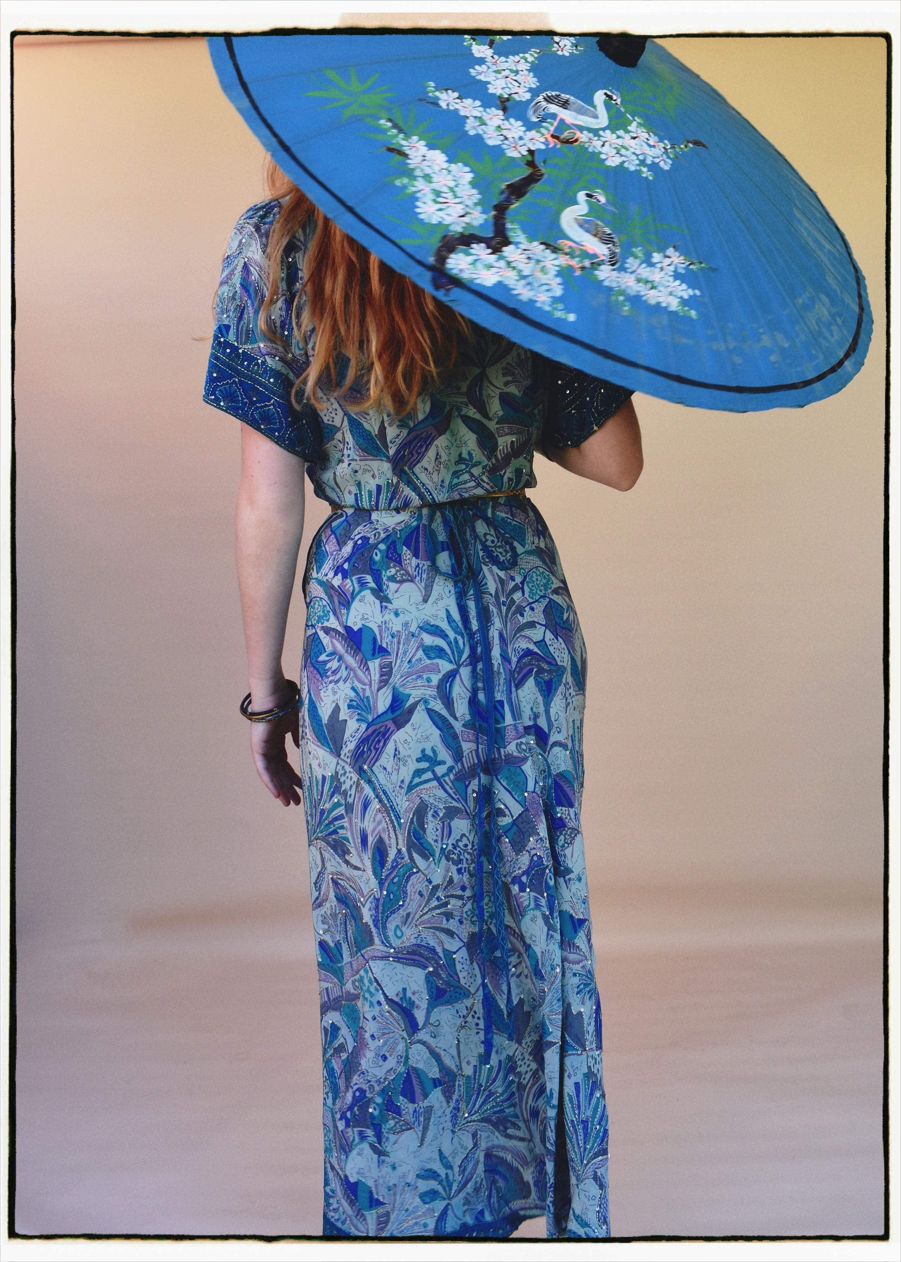 Liatris Silk Crepe Flutter Sleeve Wrap Dress ~ Skyride S