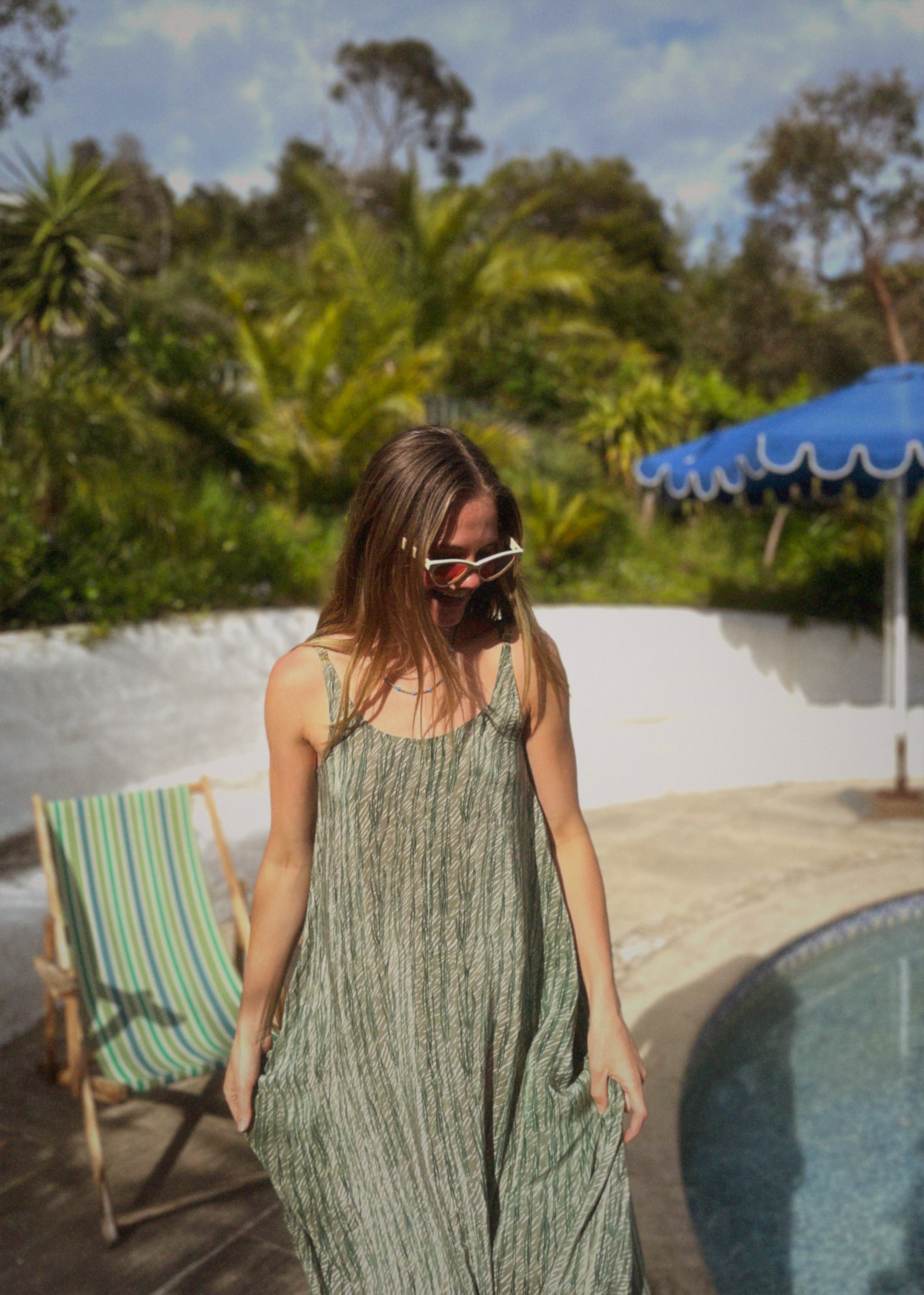 Eustoma Silk Crepe Swing Maxi Dress ~ Cinder XS