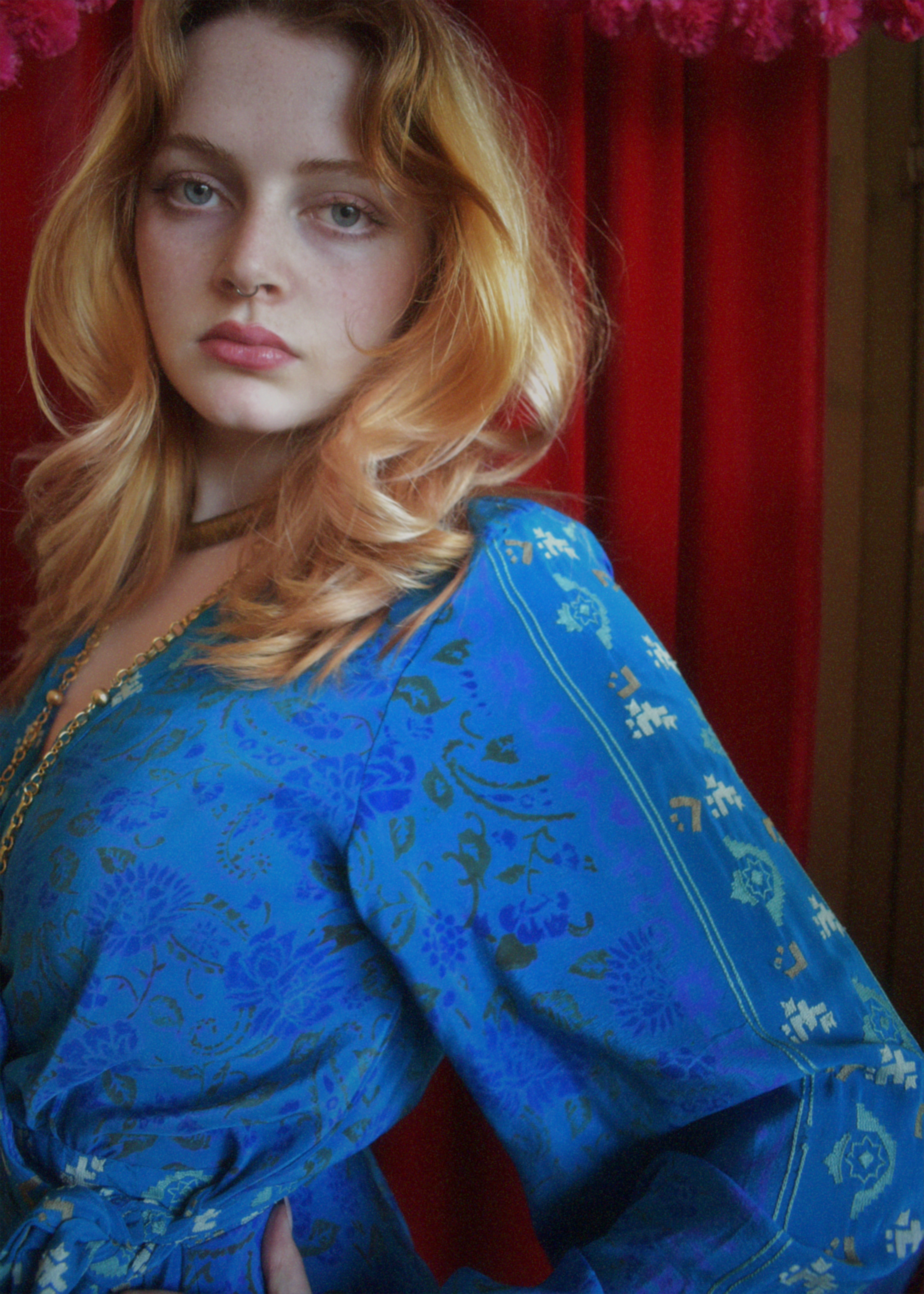 Caladium Wrap Silk Dress ~ Baleine M