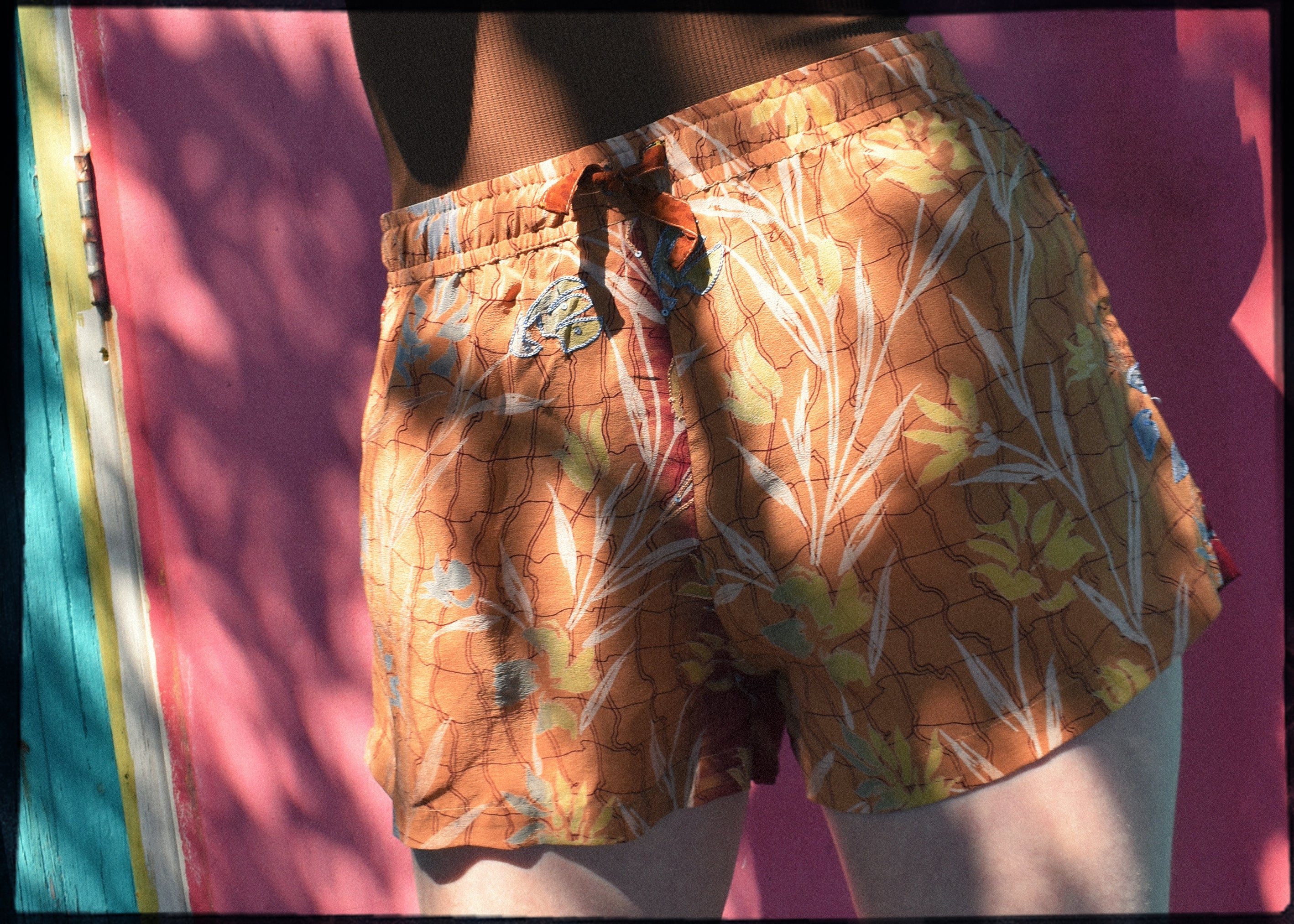 Fumaria Silk Shorts ~ Crimson S