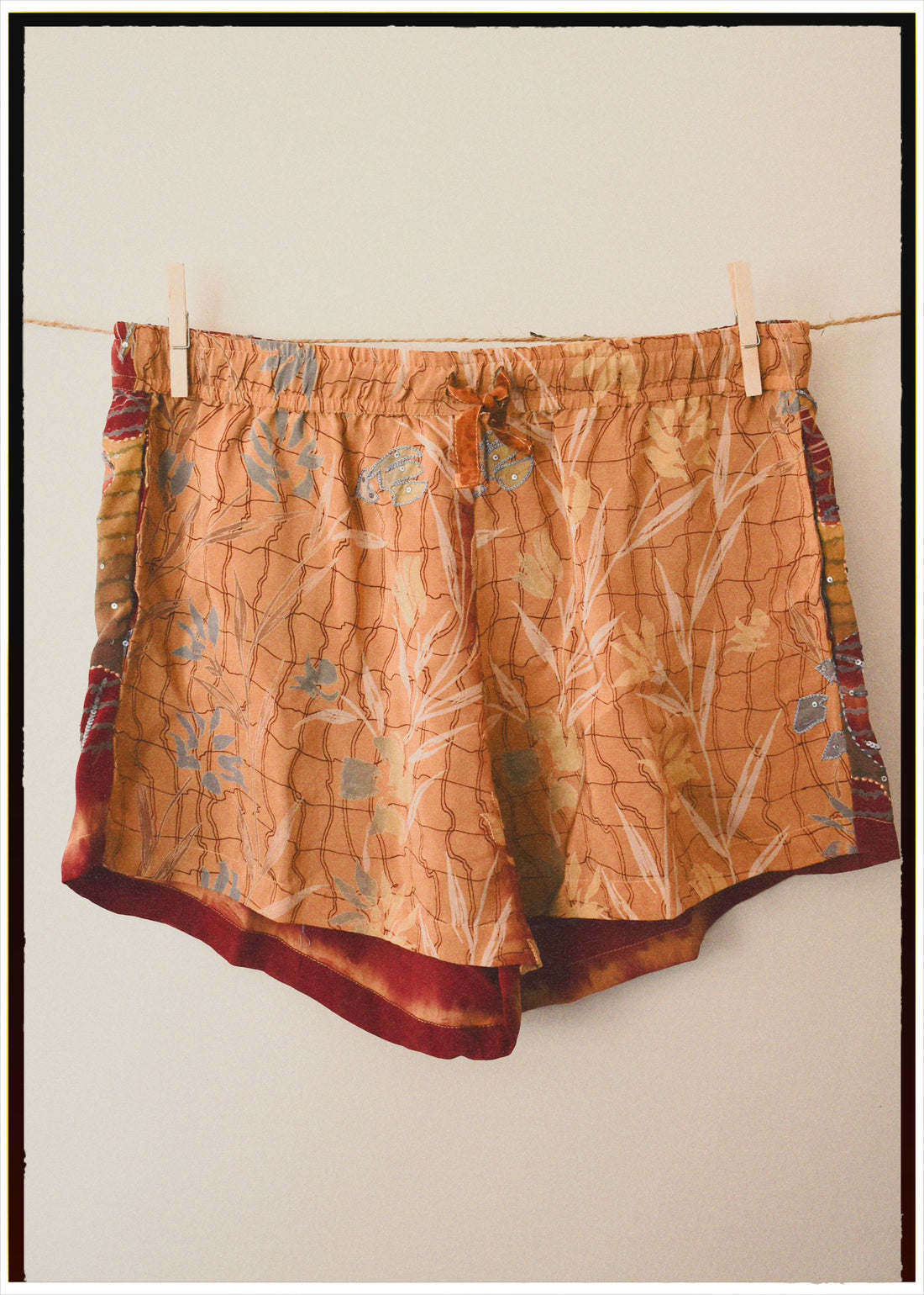 Fumaria Silk Shorts ~ Crimson S