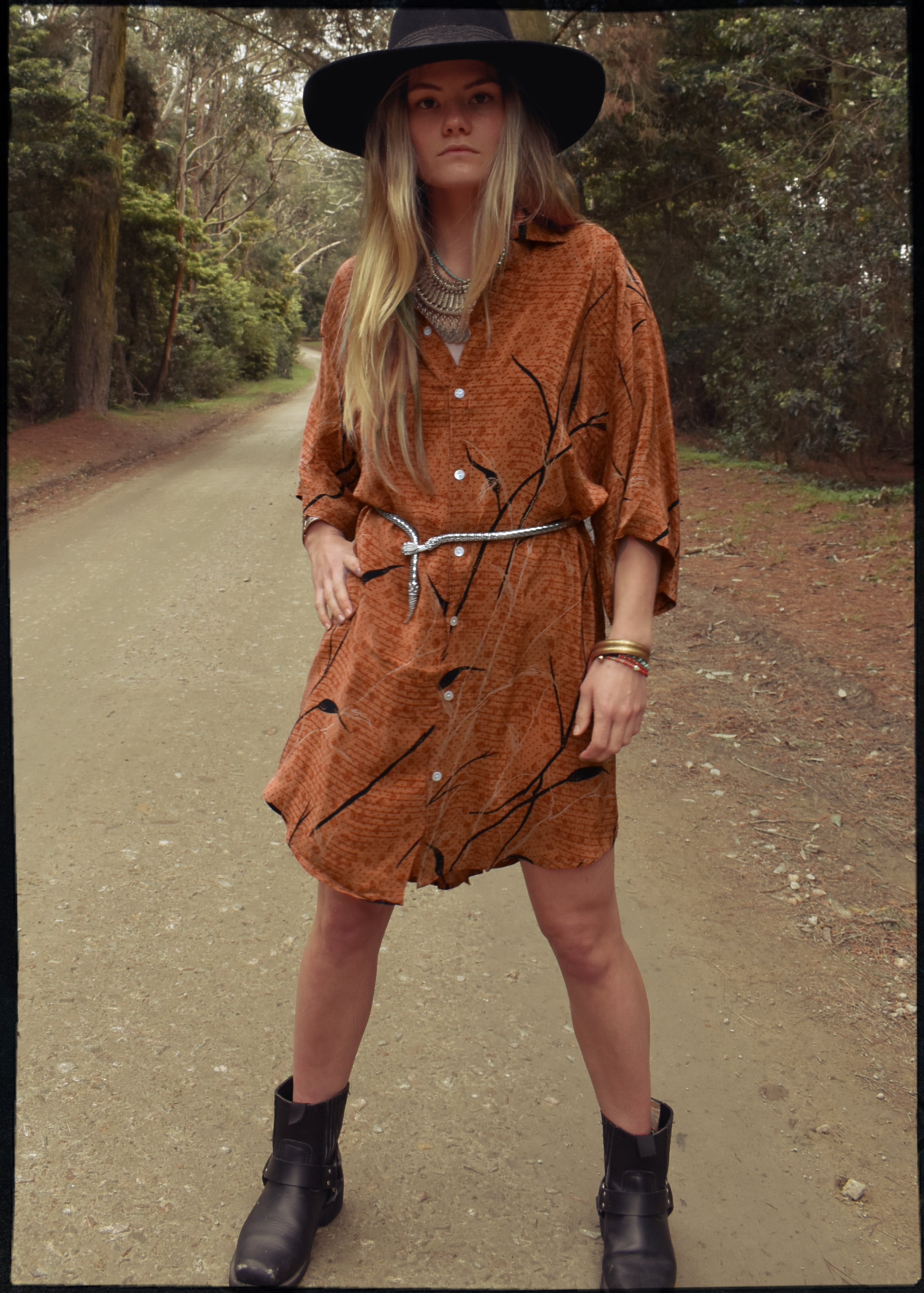 Astralagus Silk Crepe Oversized Shirt ~ Autumn