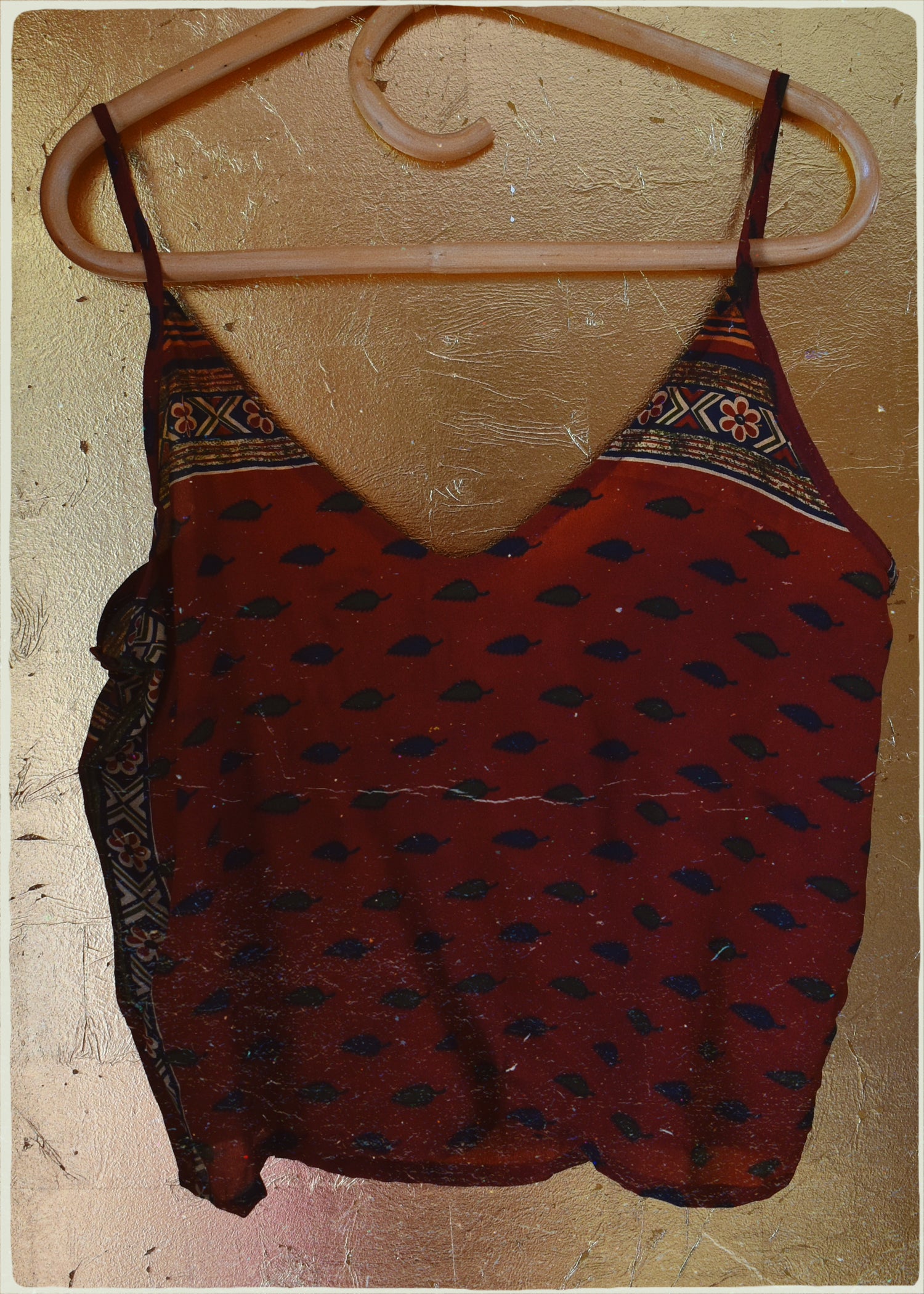 Reseda Silk Crepe Camisole Top ~ Cyan M