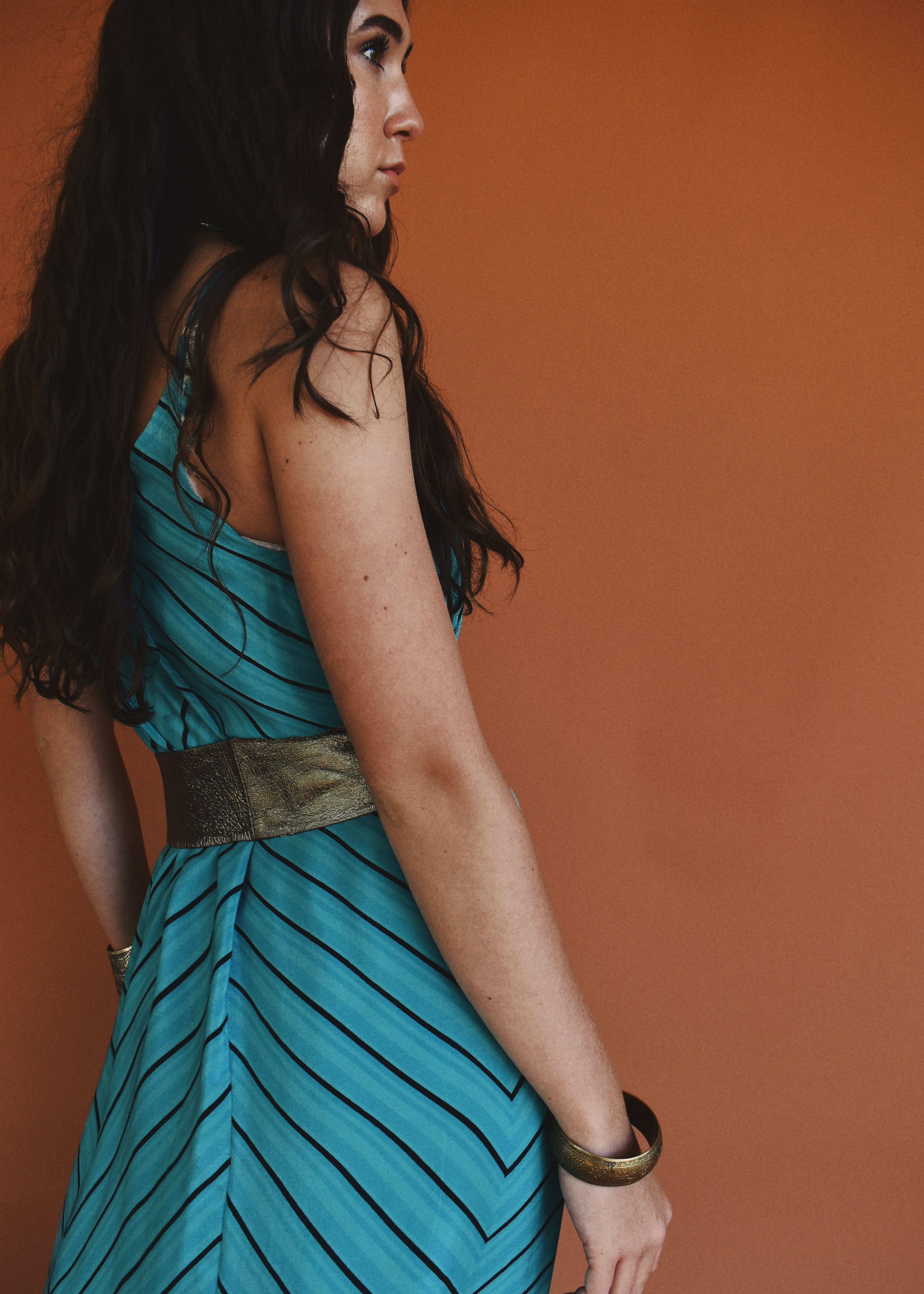 Eustoma Silk Crepe Swing Maxi Dress ~ Capri L