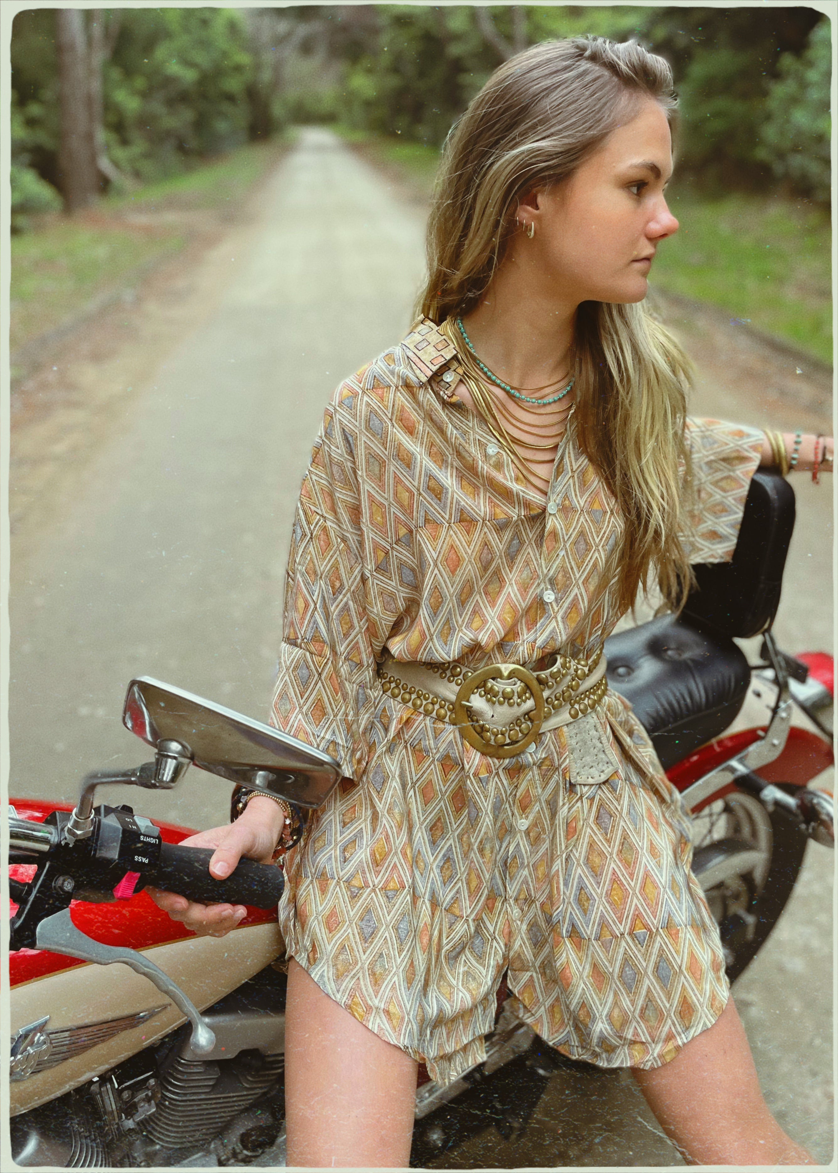 Astralagus Silk Crepe Oversized Shirt ~ Honeycomb