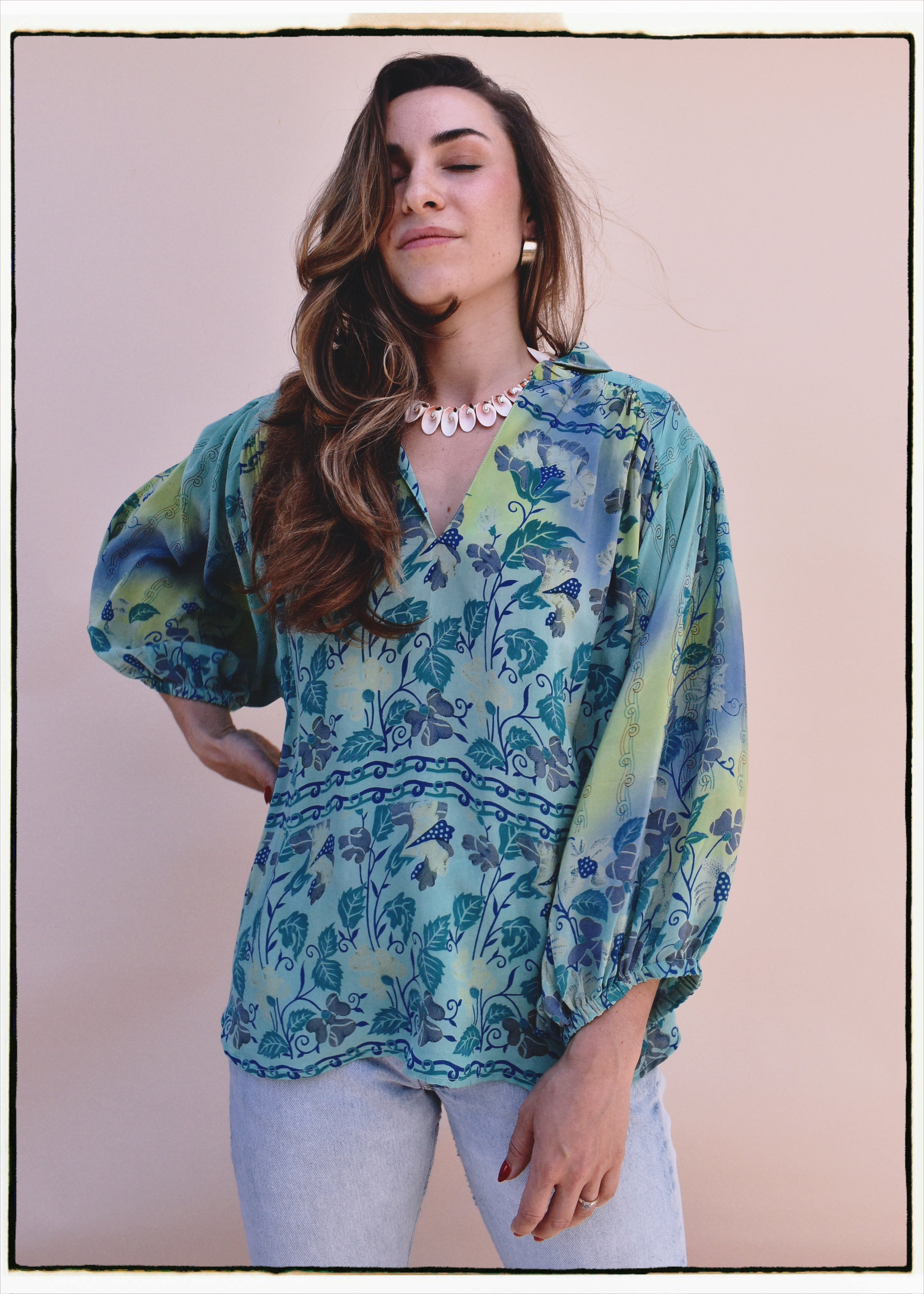 Cleome Silk Crepe Shirt ~ Barbados XL